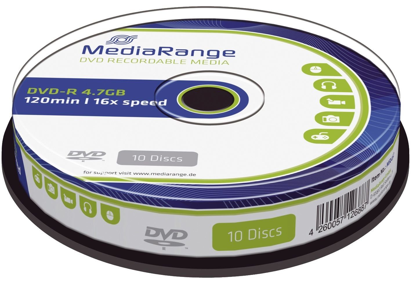 Mediarange Handgelenkstütze MediaRange DVD-R 4,7GB 10pcs Spindel 16x
