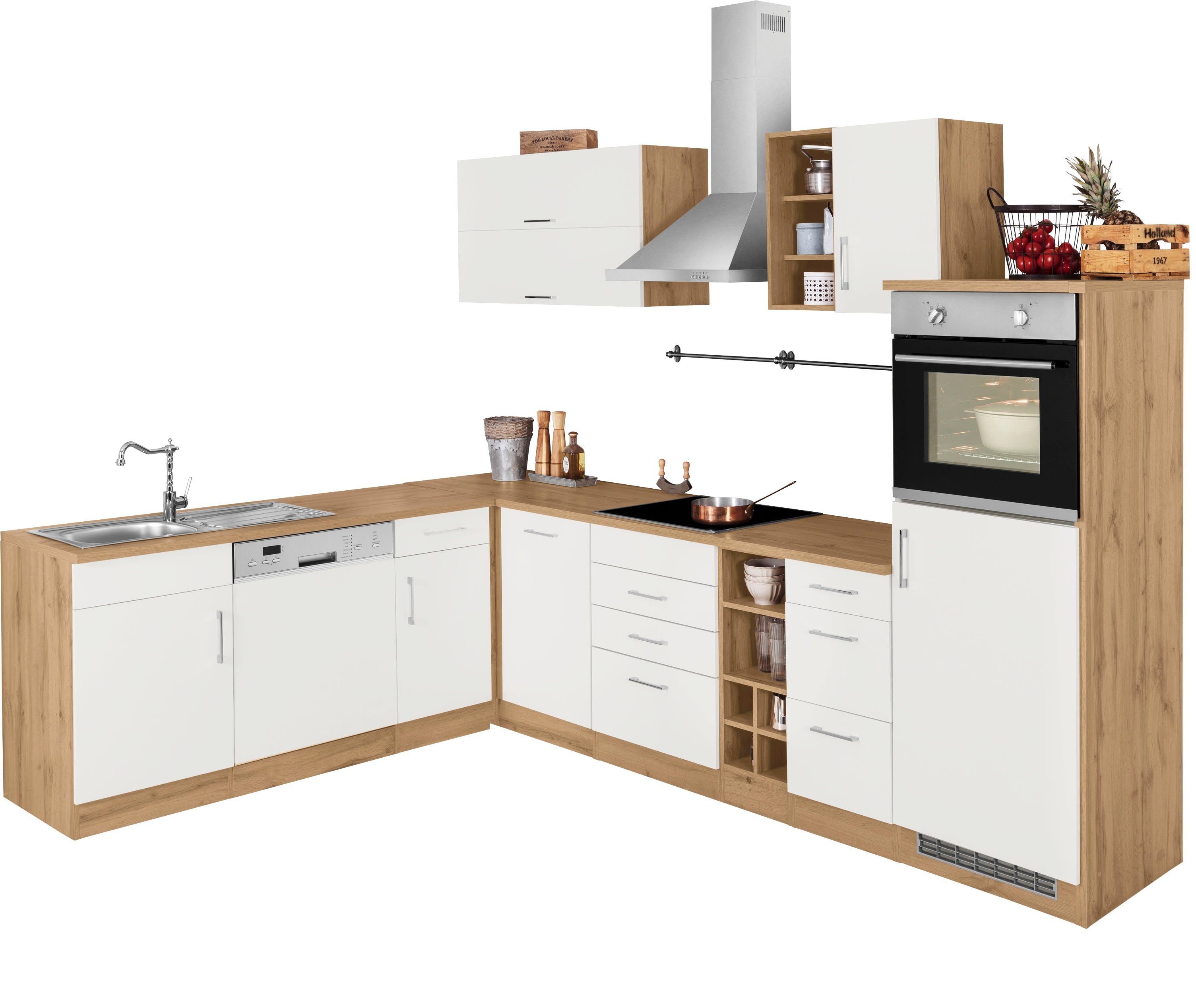 KOCHSTATION Winkelküche KS-Colmar, ohne E-Geräte, Stellbreite 210/300 cm