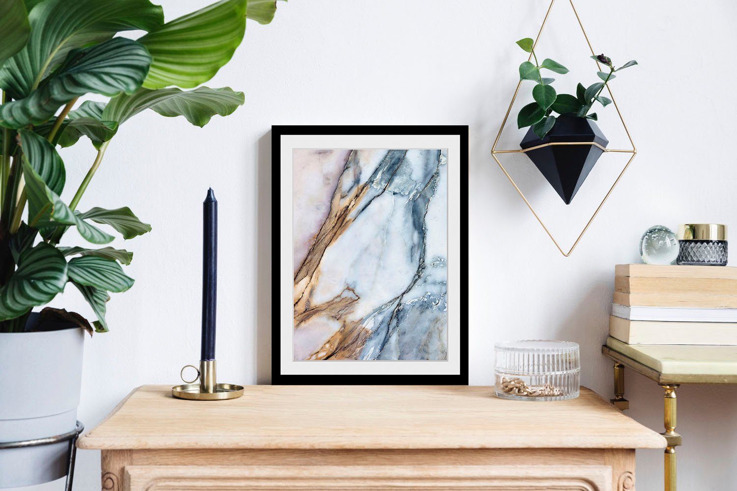 queence Bild Hollywood, Abstrakt, Figuren, Gemälde, Kunst, Marmor (1 St), HD Premium Poster-Druck inkl. Holzrahmen