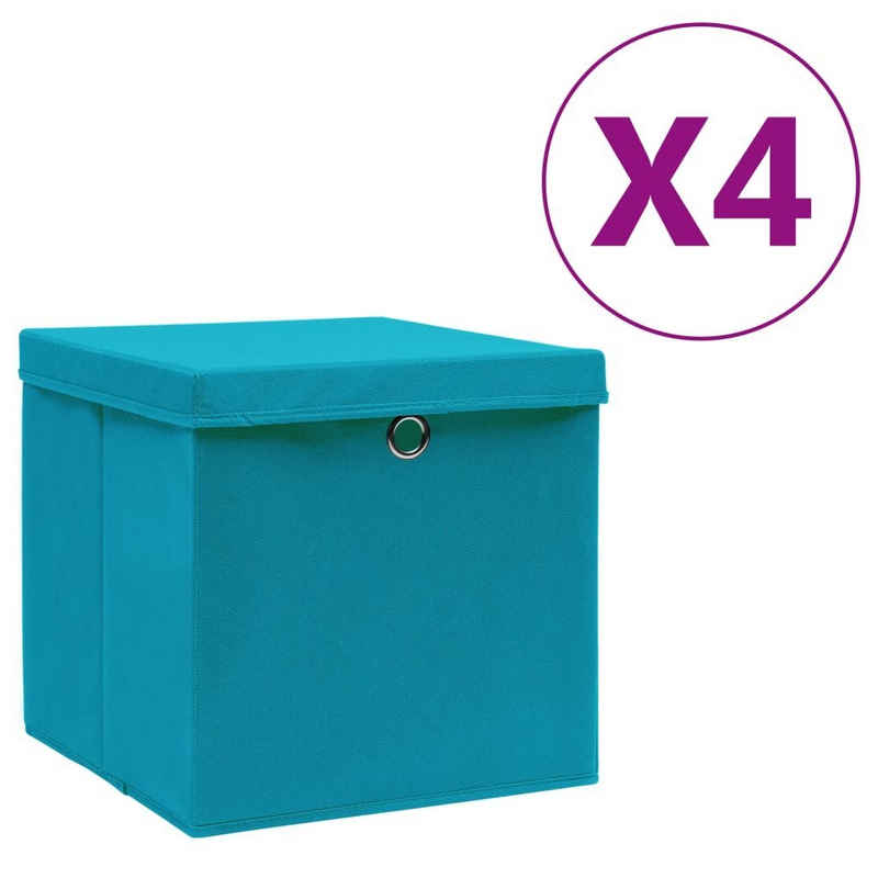 vidaXL Aufbewahrungsbox Aufbewahrungsboxen mit Deckeln 4 Stk. 28x28x28 cm Babyblau (4 St)