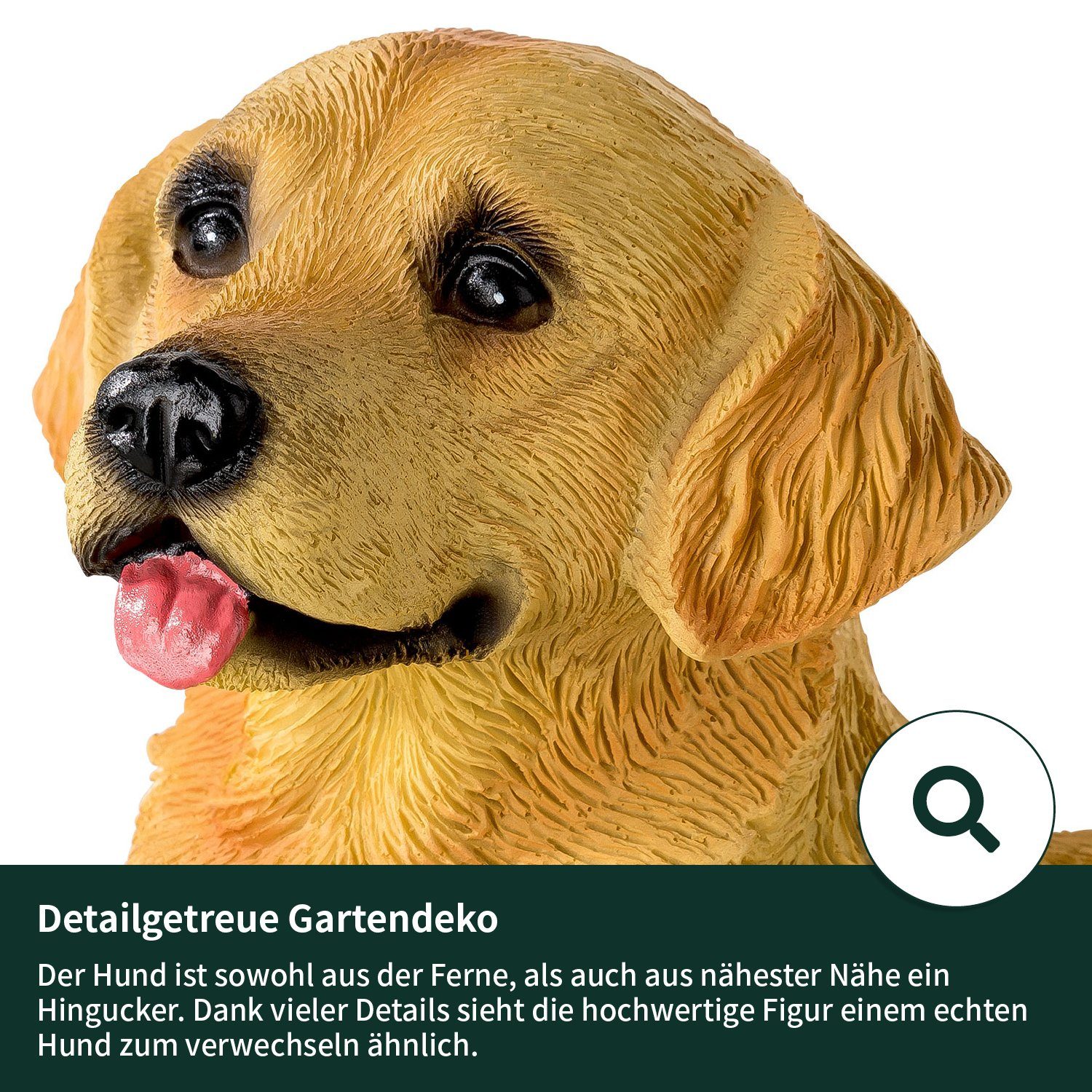 Dekofigur, - wetterfeste Gartendeko - aus Gartenfigur Polyresin VERDOBA Hund Gartenfigur Kunstharz