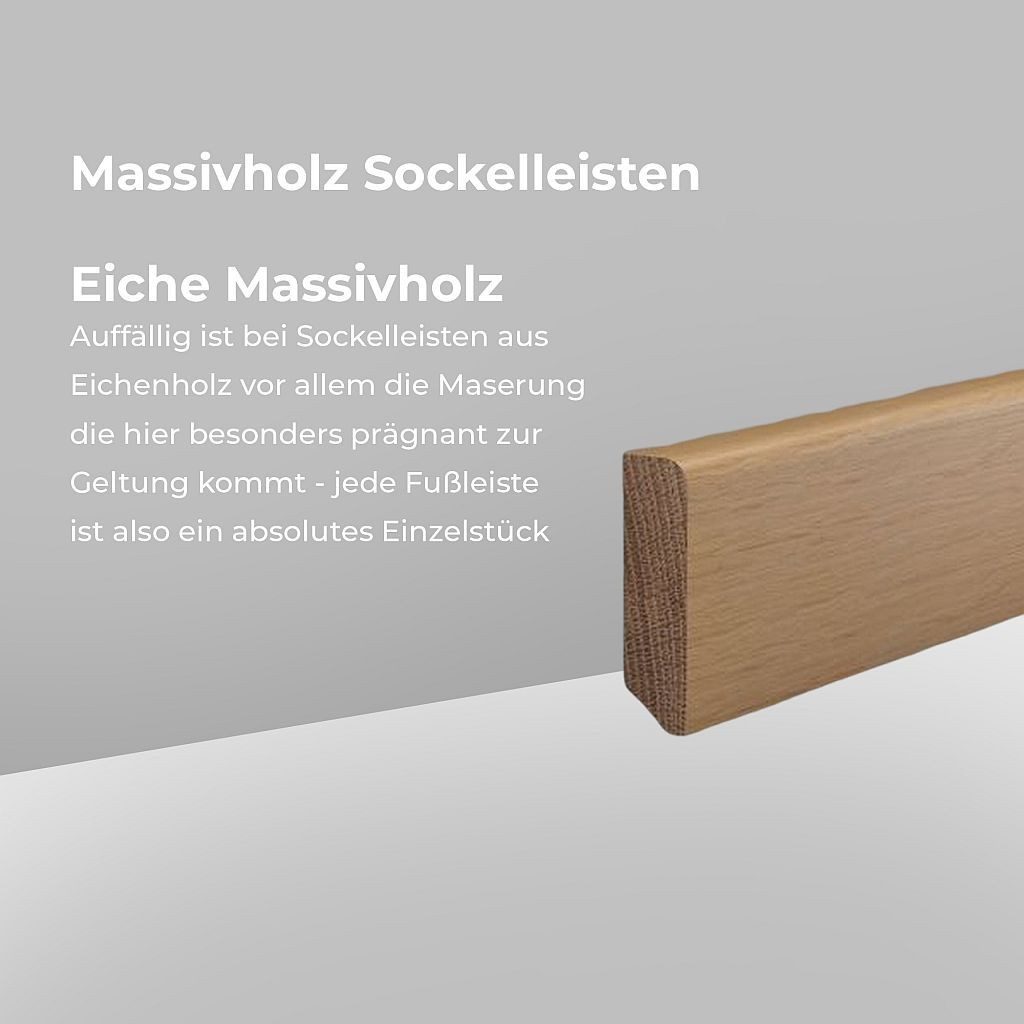 Südbrock Sockelleiste Sockelleiste Eiche 13 x 58 Massivholz Unbehandelt Fußleiste, L: 240 cm, H: 5.8 cm, 1-St.