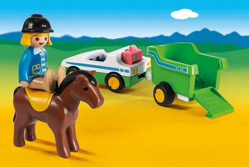 Playmobil® Spielwelt 1 2 3 PKW mit Pferde-Anhänger Auto Bauernhof, 70181 Pferd Hof Spielzeug-Set