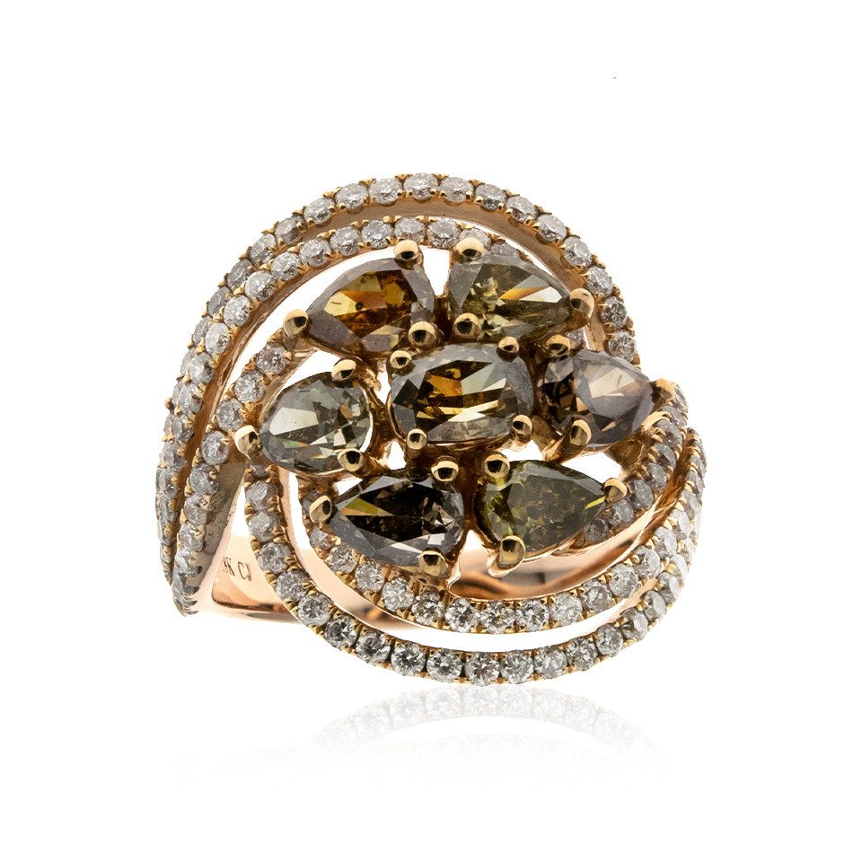 Diamantring Schicker 2,49ct Fancy Diamant 18K Rose Gold Ring, 7,94g