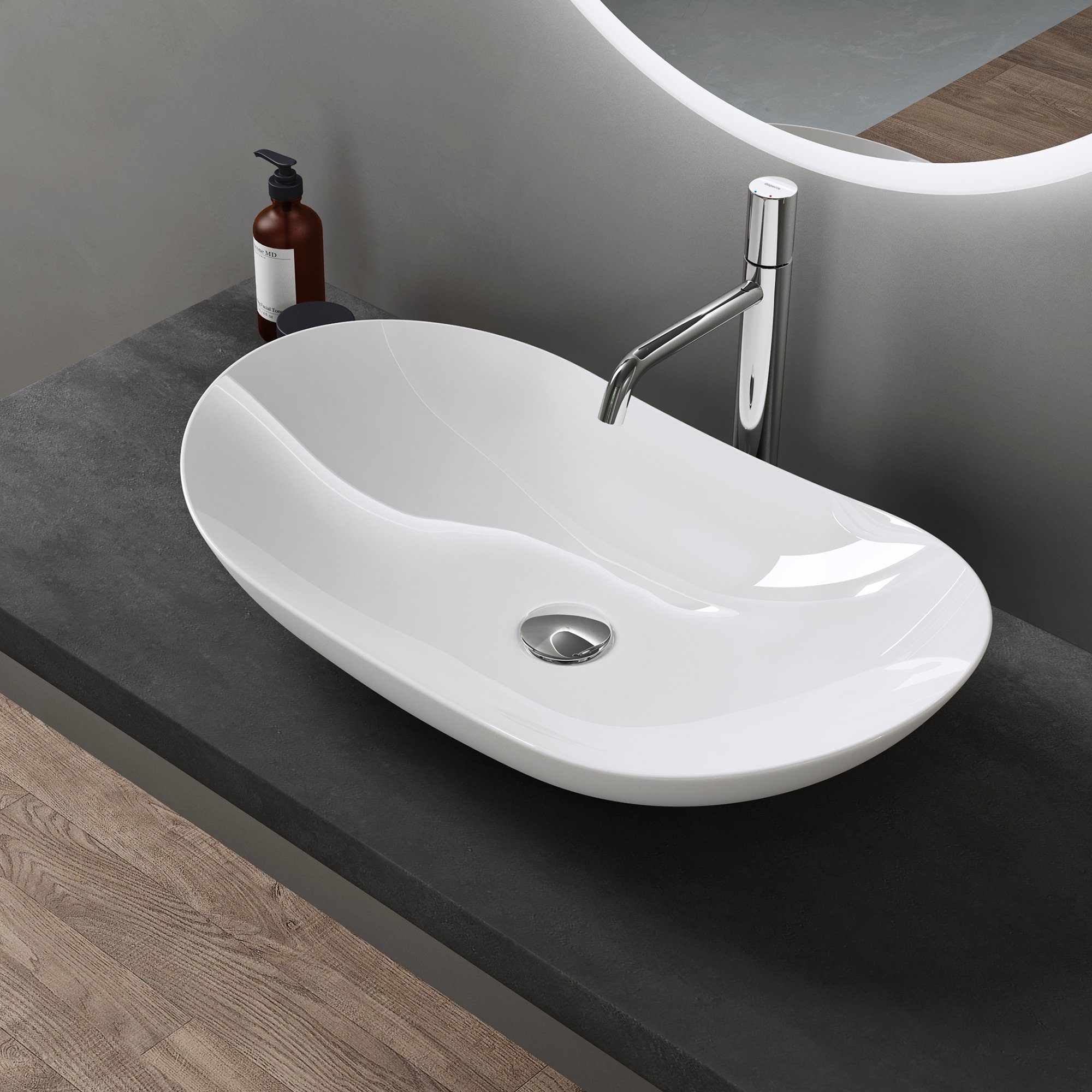 doporro Waschbecken Aufsatzwaschbecken Keramik Waschbecken Waschtisch Br858 NEU