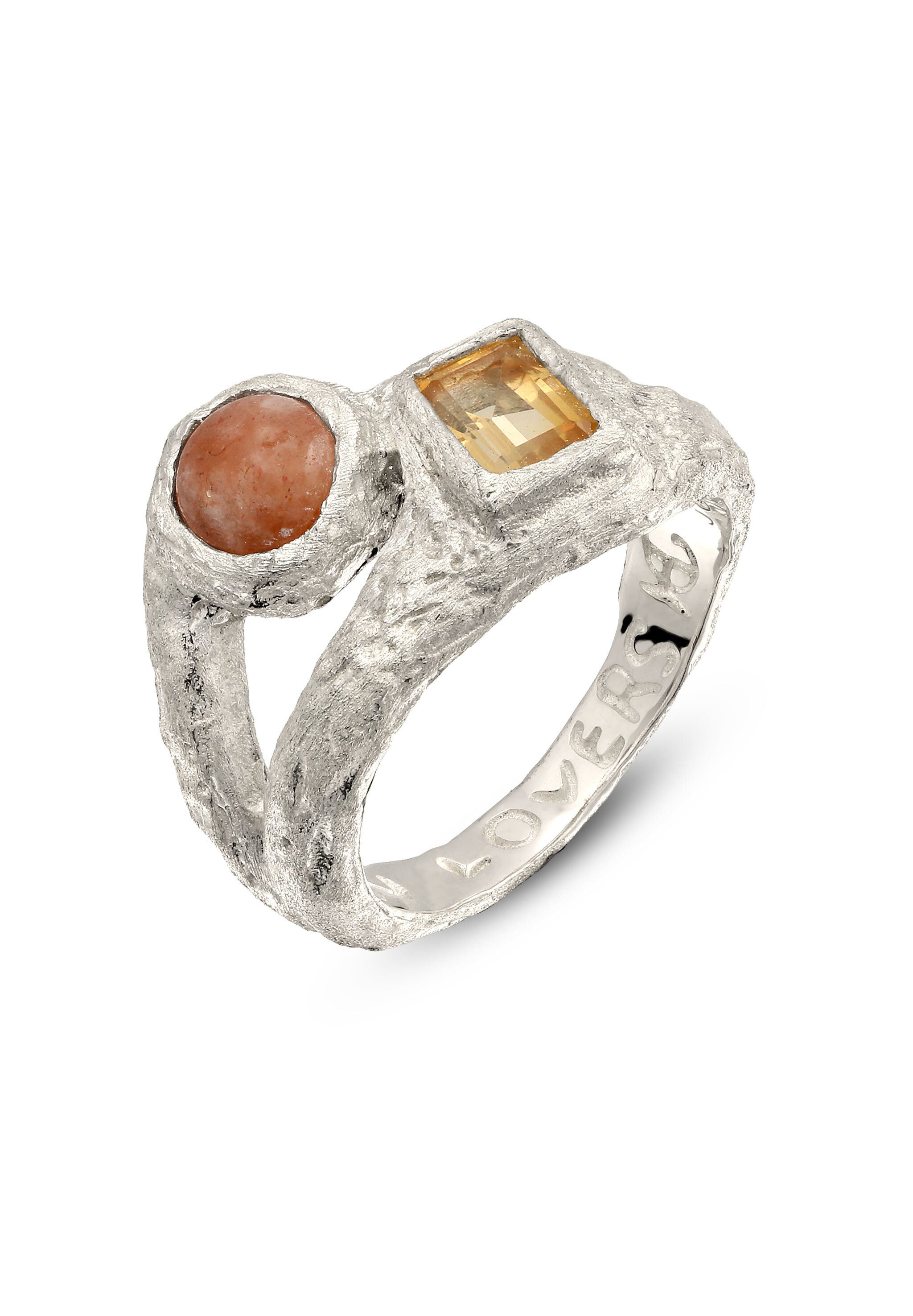 HAZE & GLORY Fingerring Feldspat Citrin Organic 925 Sterling Silber