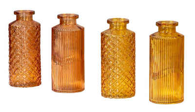 Levandeo® Dekovase, 4er Set Vase Orange H14cm Glas Blumenvase Tischdeko Frühling