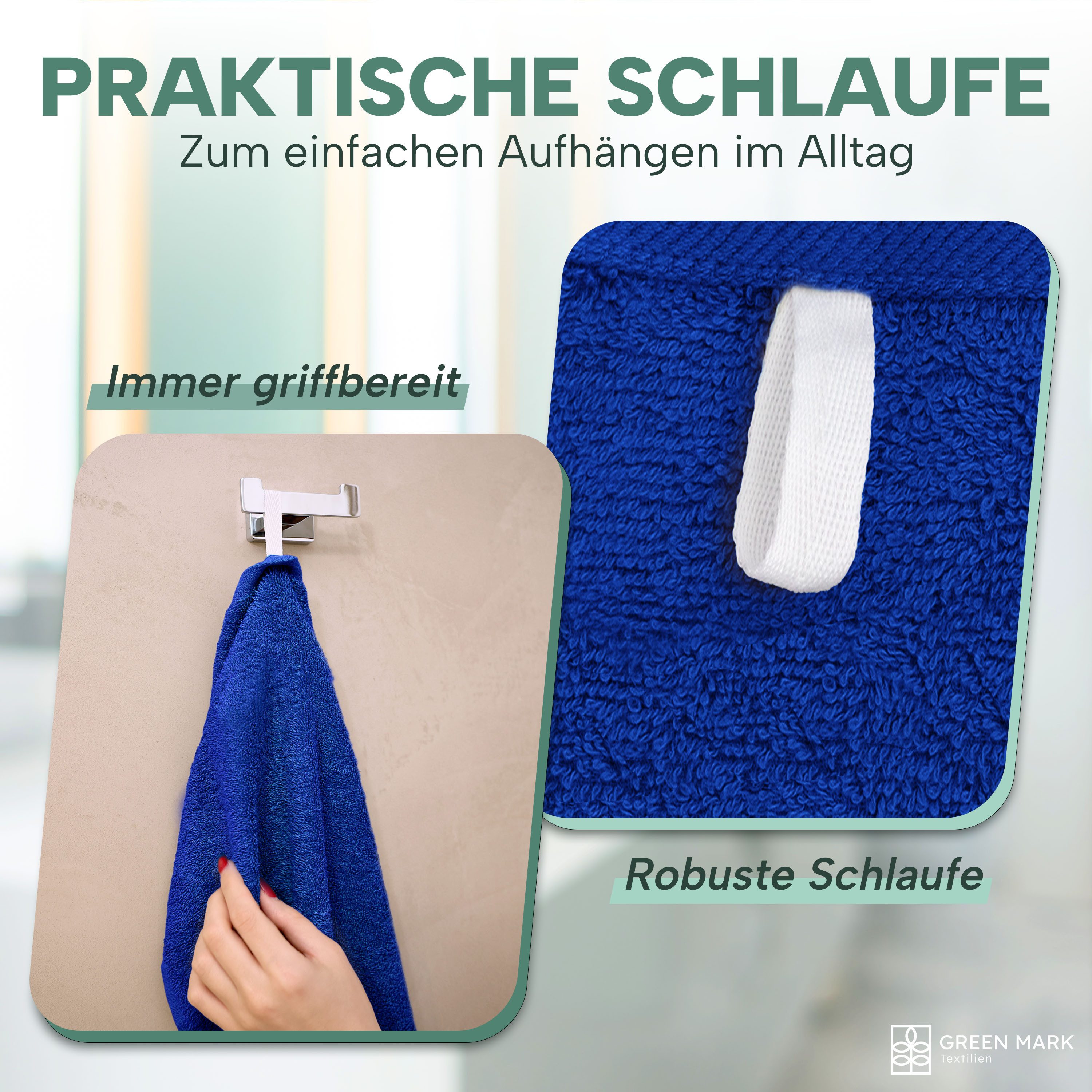 NatureMark Handtücher 8er-Sparpack Handtücher 50x100cm, Baumwolle (8-St), 8X Handtücher, 100% Baumwolle, Royal blau, 50 x 100cm – Bild 5 von 5