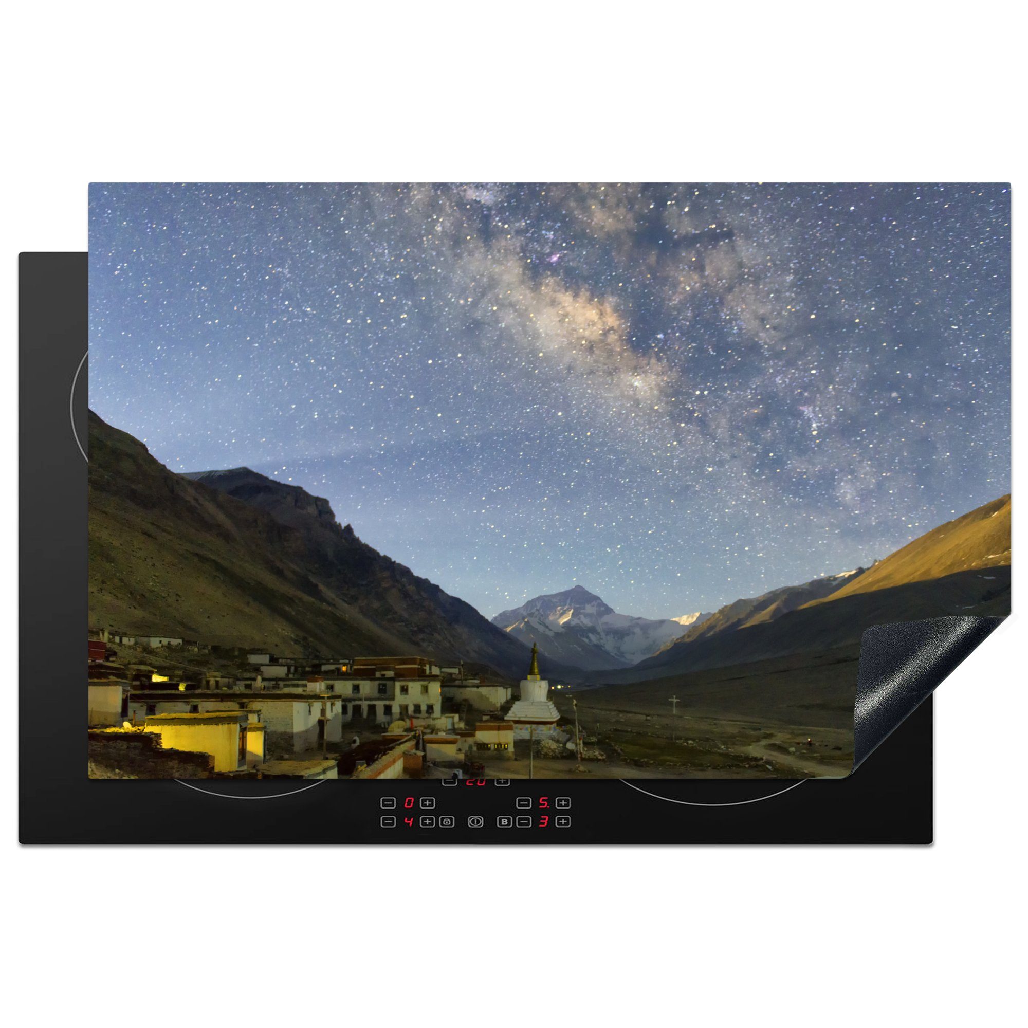 Tibet, tlg), Induktionskochfeld Sternenhimmel Berge für MuchoWow Vinyl, Ceranfeldabdeckung Schutz 81x52 die (1 Herdblende-/Abdeckplatte küche, - - cm,