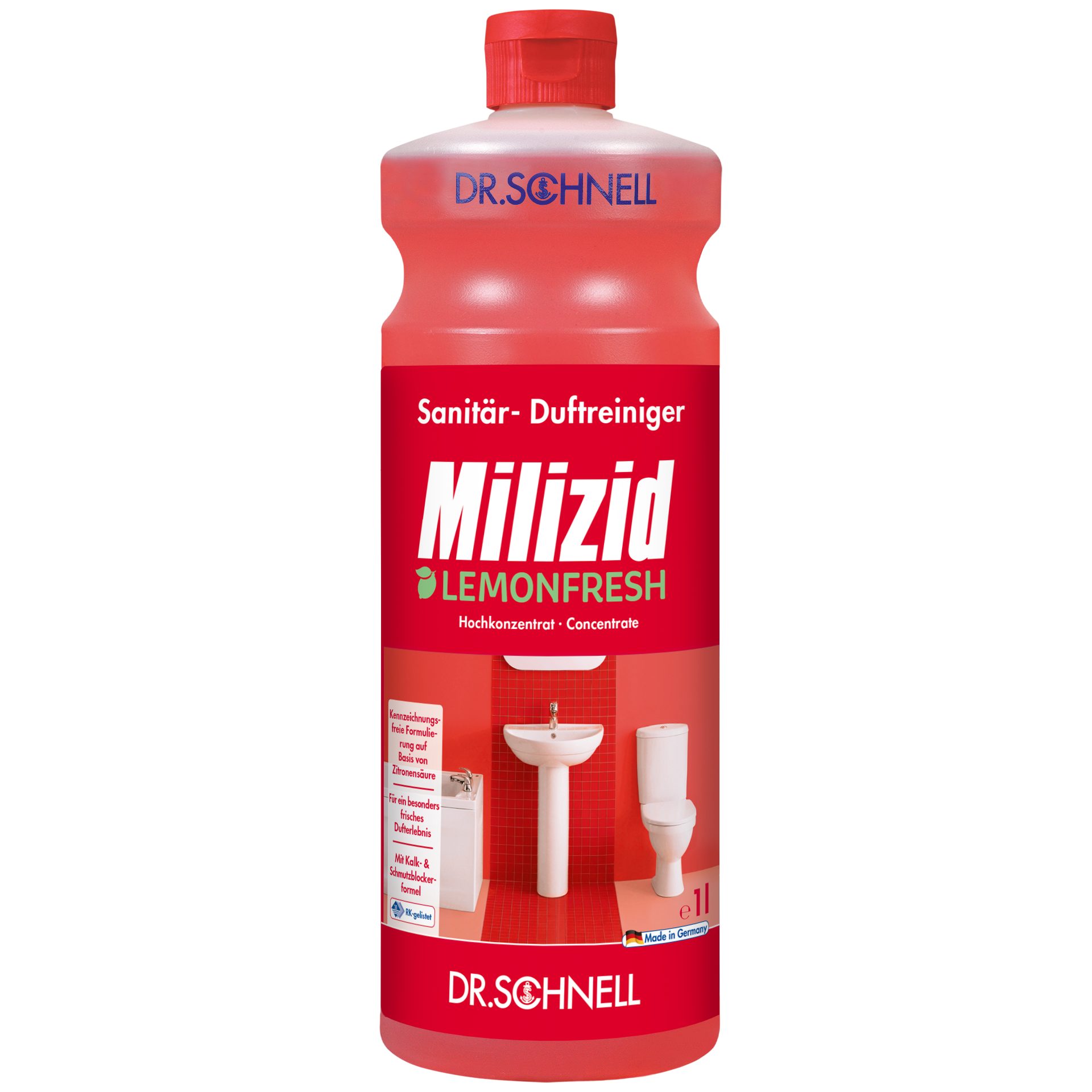 Dr. Schnell Milizid Lemonfresh 1 l Sanitärreiniger und Kalklöser mit einzigartigem Sanitärreiniger