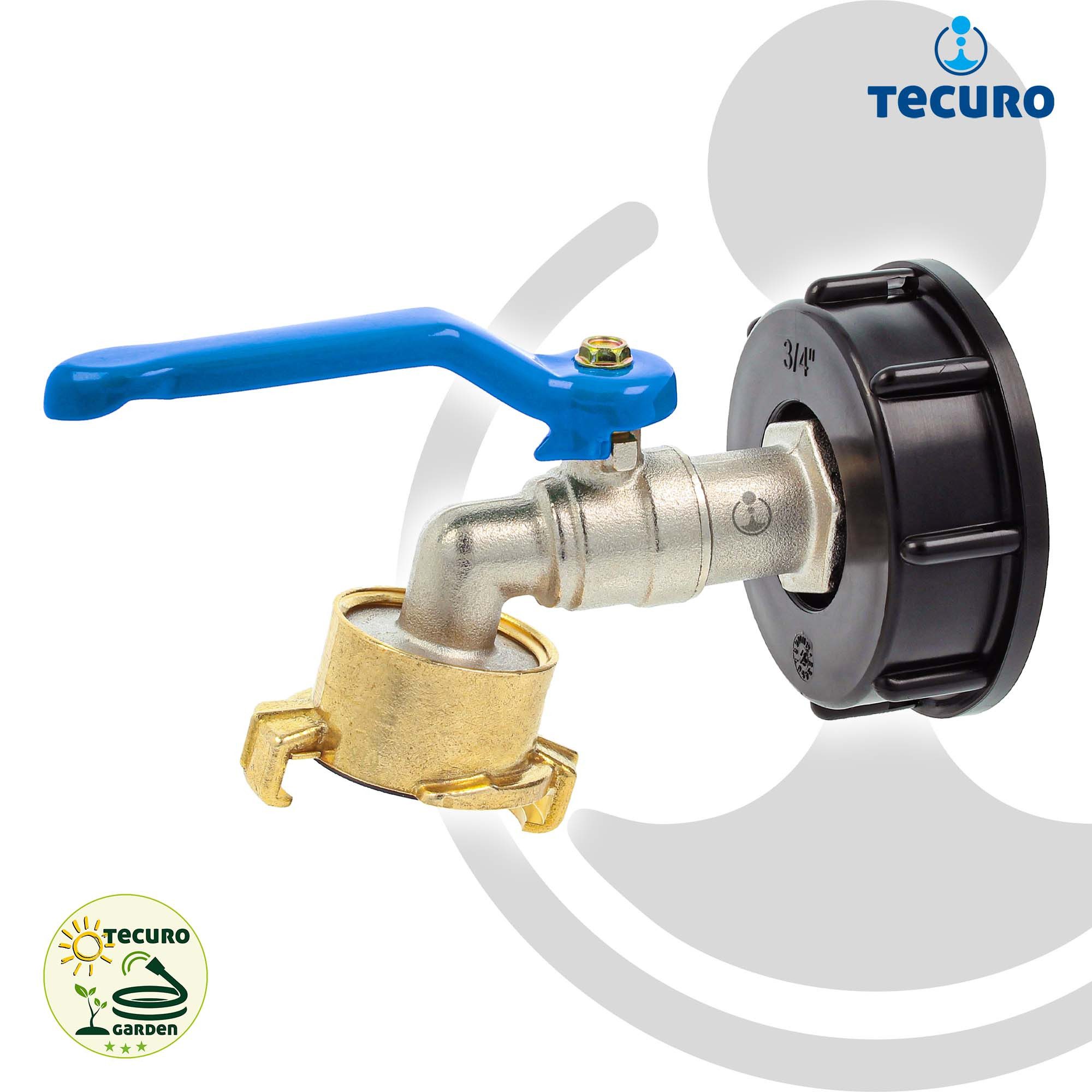Thumbnail - tecuro Regenwassertank Kugelauslaufventil mit Steckkupplung/Schnellkupplung und IBC Adapter