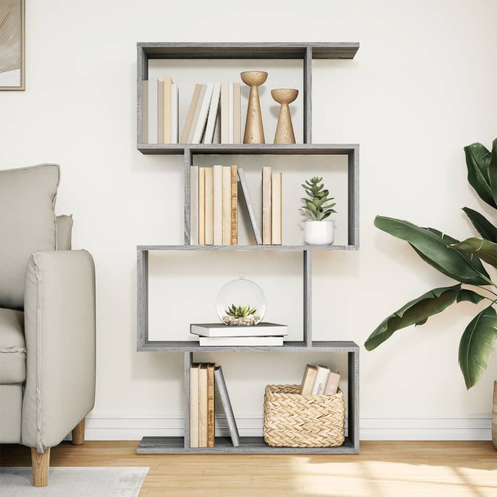 vidaXL Bücherregal Raumteiler-Bücherregal 4 Böden Grau günstig online kaufen