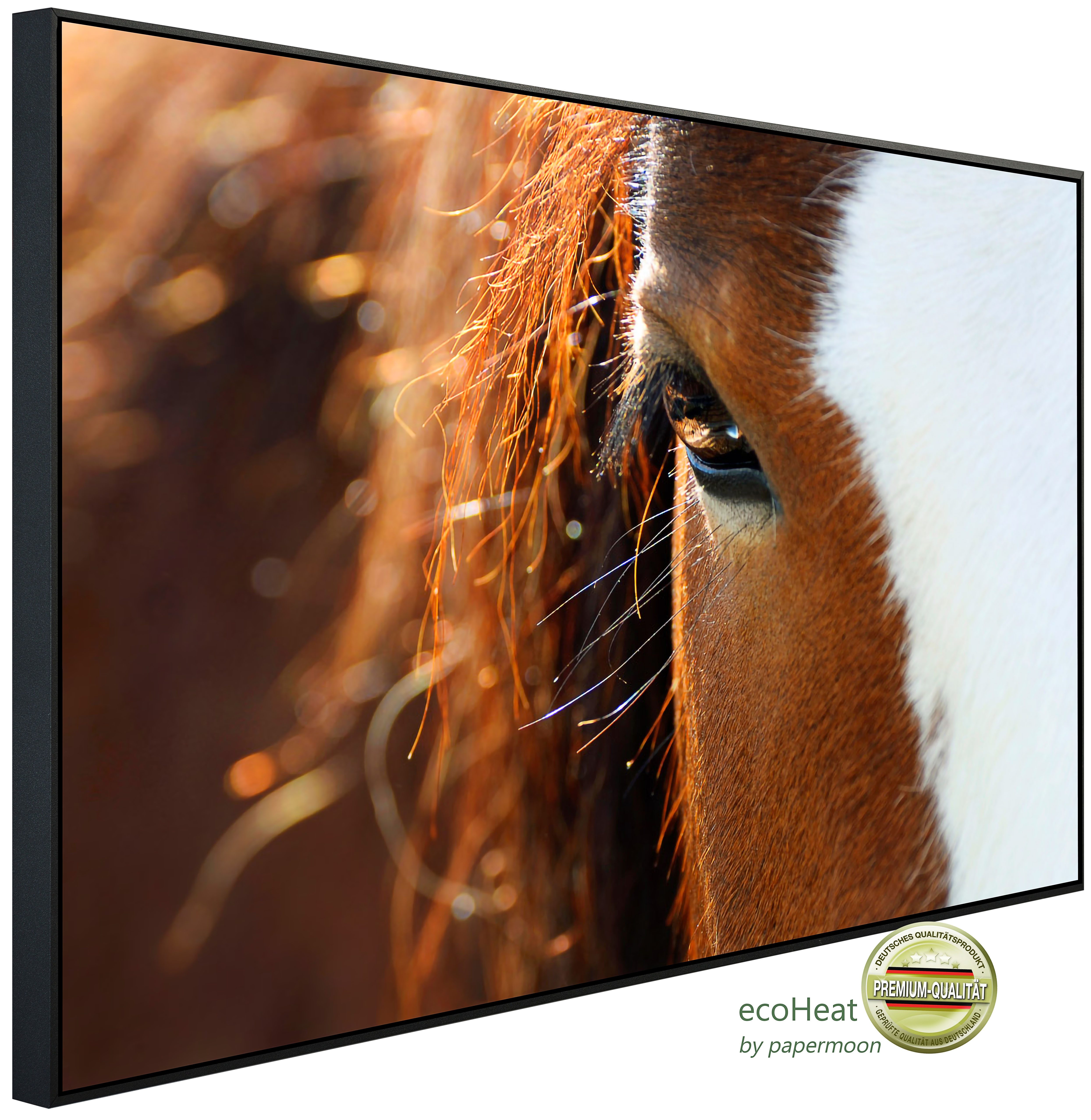 Papermoon Infrarotheizung INFRAROT-BILD-HEIZUNG, Nahaufnahme Pferdeauge, TÜV-Rheinland/GS zertifiziert, angenehme Strahlungswärme