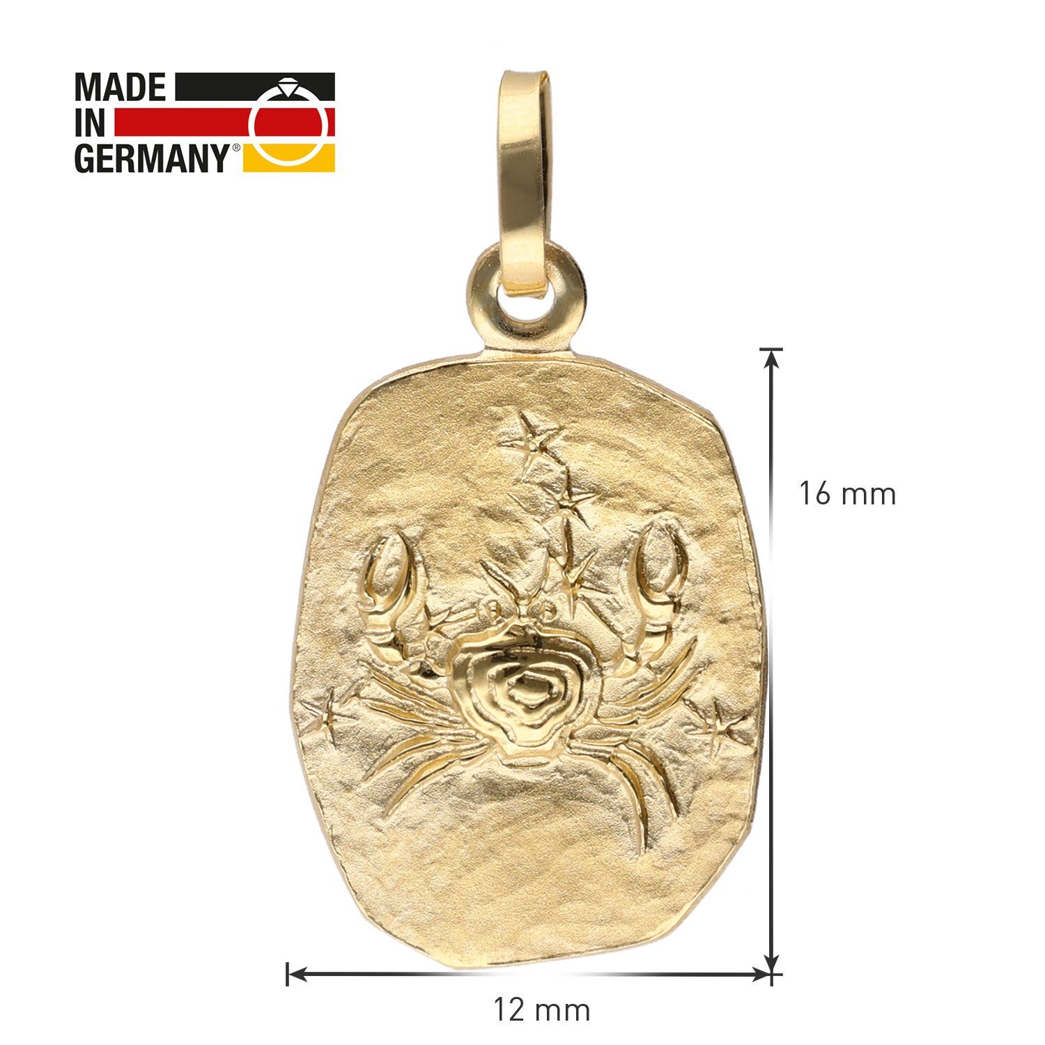 Gold mit Krebs Silberkette 585 / Panzerkette Sternzeichen 14K vergoldeter trendor