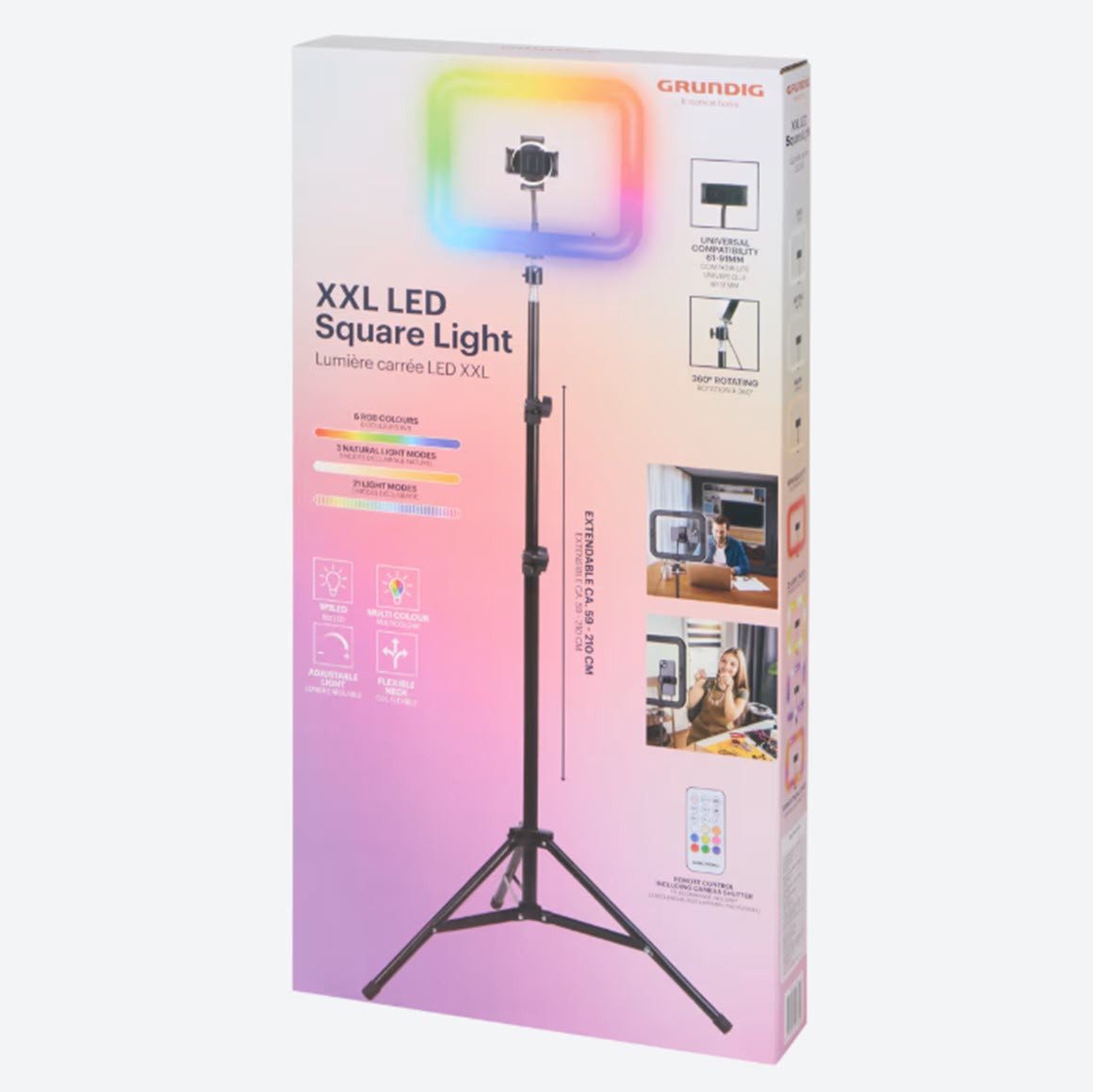 Spectrum Ringlicht Selfie-Ring XXL verstellbares Stativ LED Ringlicht mit Stativ Handy