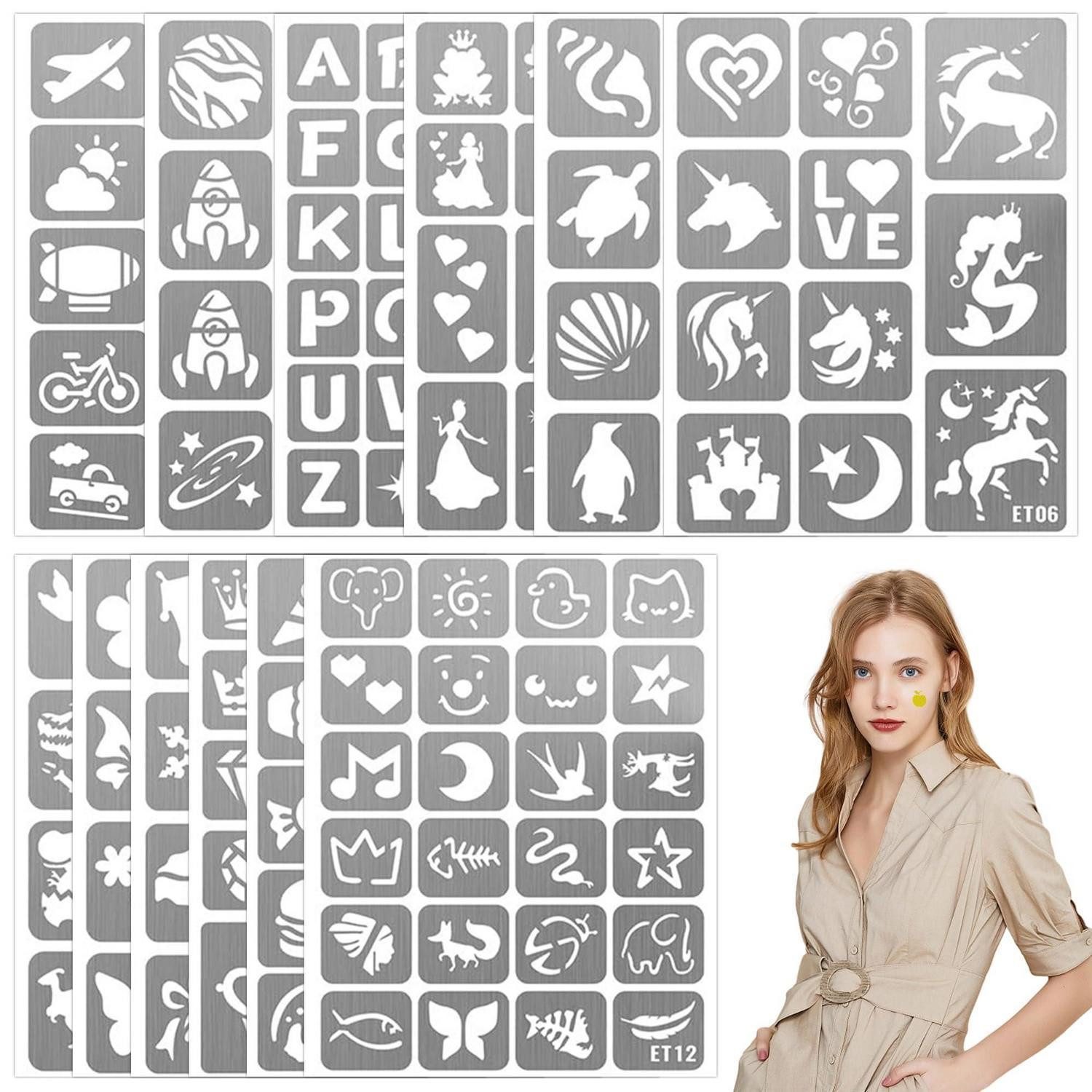 LuxusKollektion Kindertattoo Schablonen Textilgestaltung 183 Muster PVC