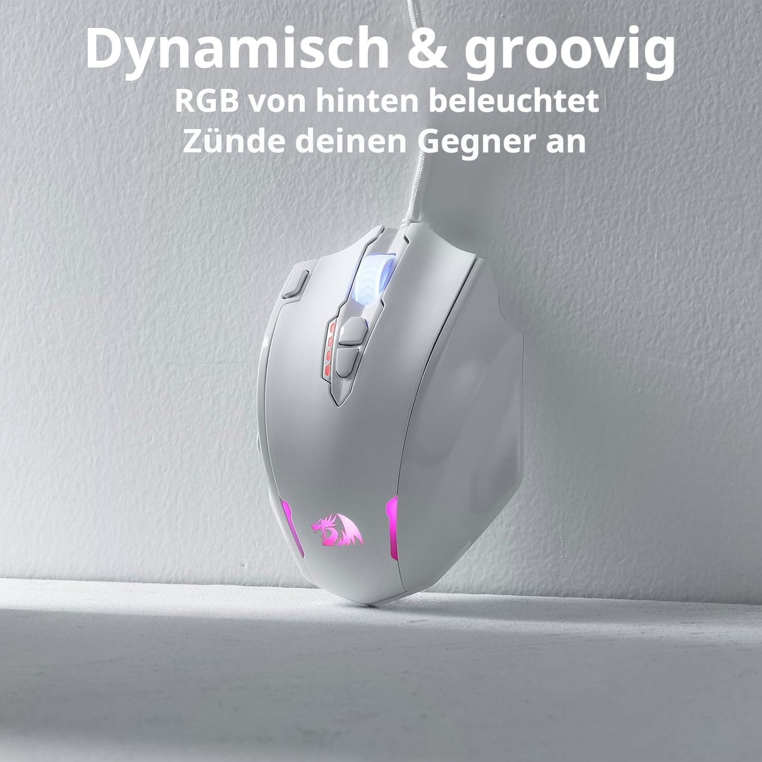 Redragon 12400 DPI Kabelgebundene Laser MMO mit Hochpräziser Betätigung Gaming-Maus (kabelgebunden, RGB-Hintergrundbeleuchtung & Programmierbare Tasten) – Bild 4 von 5
