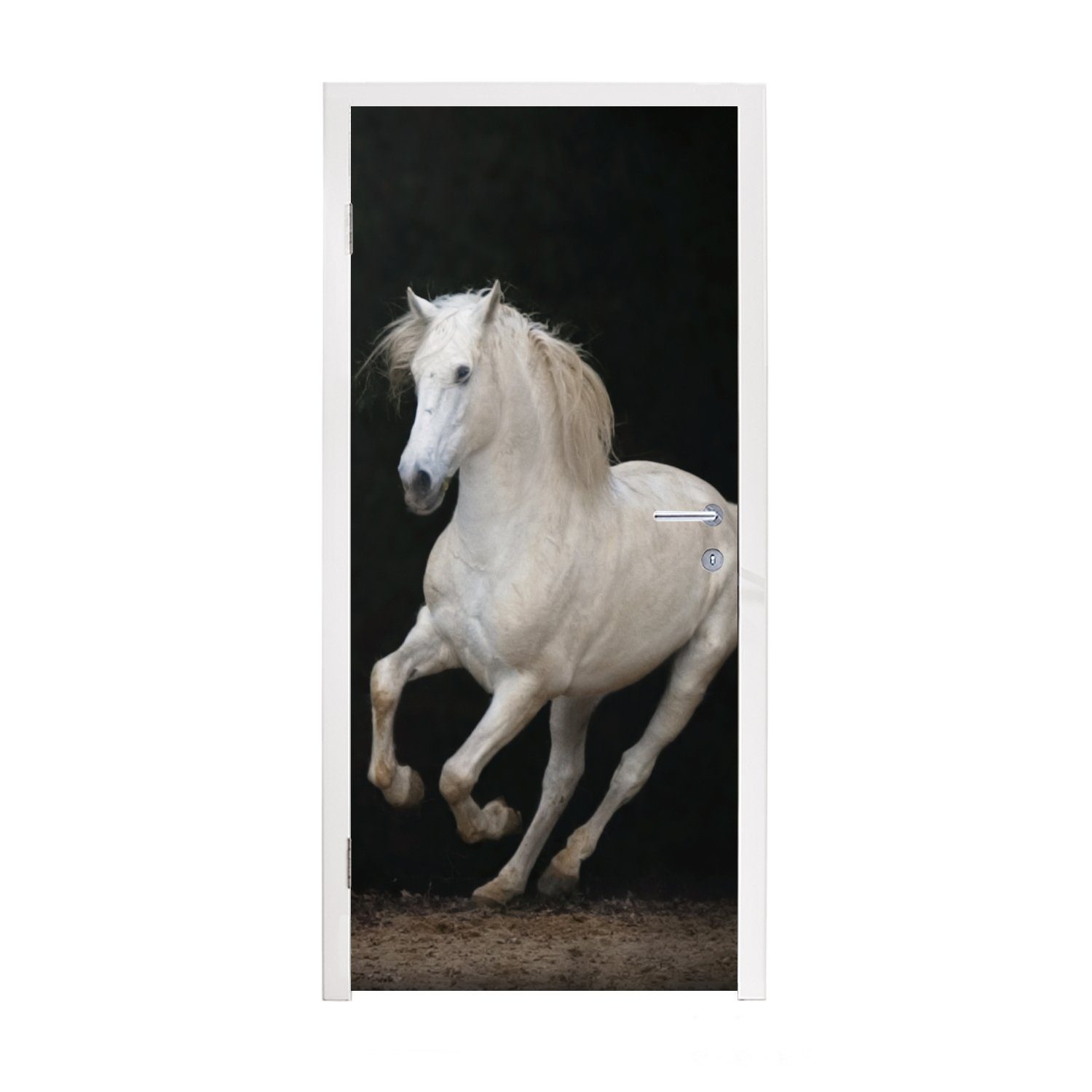 MuchoWow Türtapete Pferde - Türaufkleber, St), 75x205 Matt, Schwarz bedruckt, für cm Porträt, (1 Tür, - Fototapete