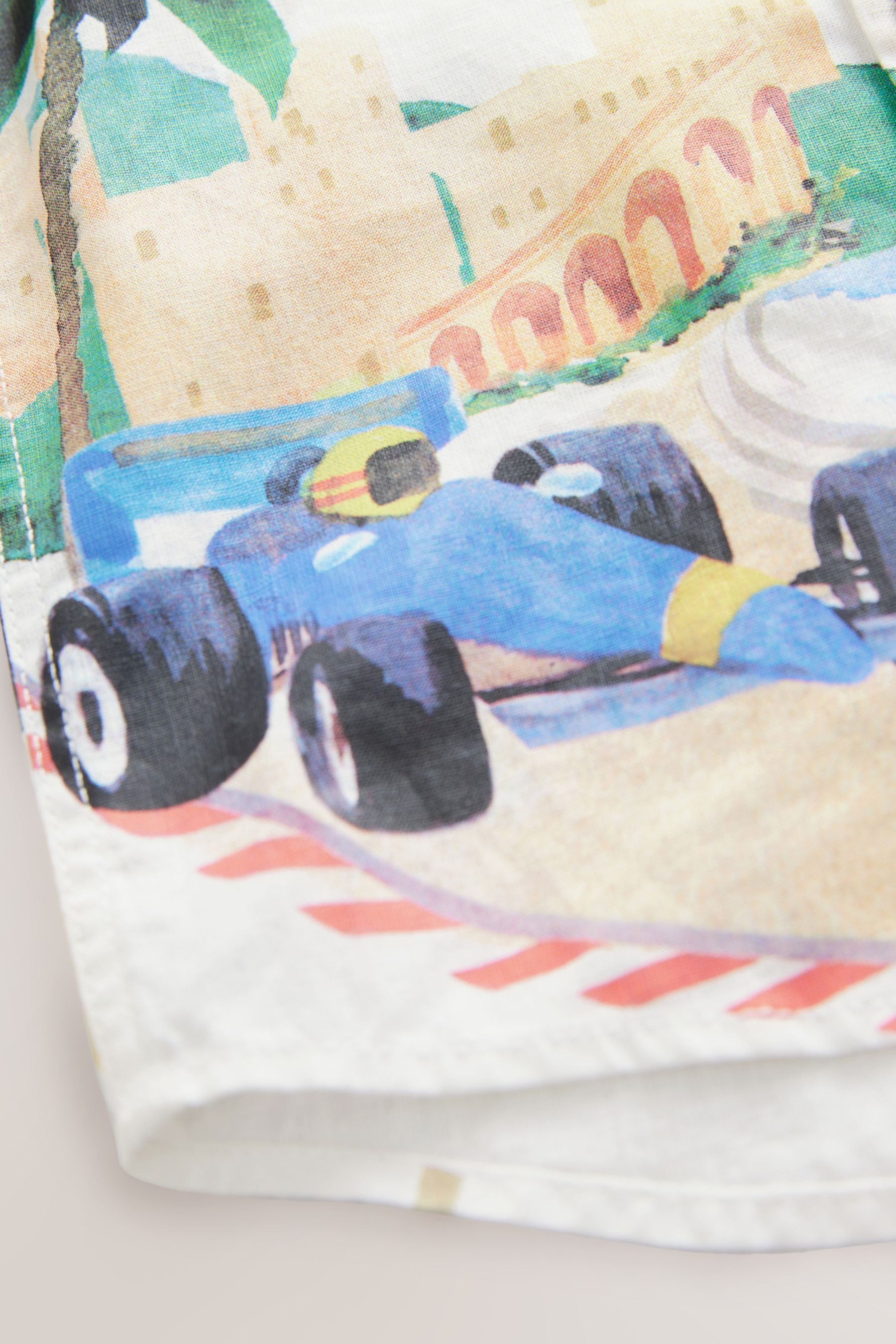 Next Kurzarmhemd Kurzarmhemd mit Grandad-Kragen und Print (1-tlg)