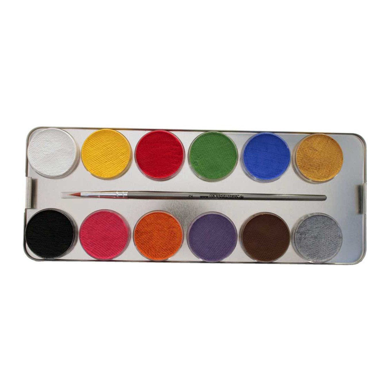 Eulenspiegel Theater Schminkpalette 24er Kombi Metallpalette mit Profi-Aqua Farben+Glitzer inkl. Pinseln (1-tlg), Made In Germany, dermatologisch getestet