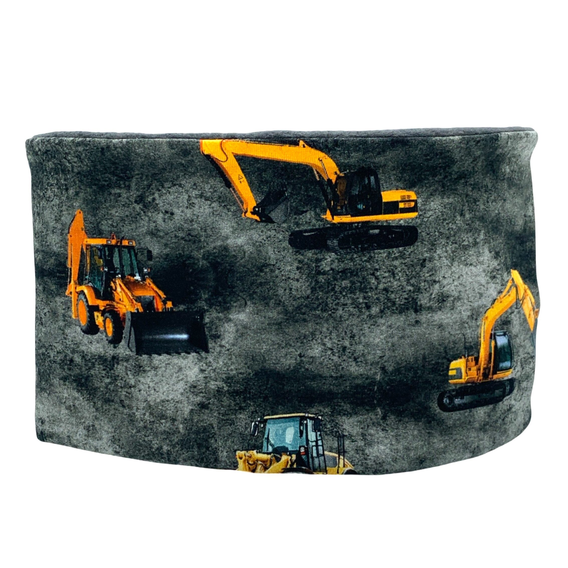 nadycat Beanie BAUFAHRZEUGE Bagger-LKW anthrazit-grau (2-St., Beanie mit passendem Loop) handgefertigt aus der Lausitz