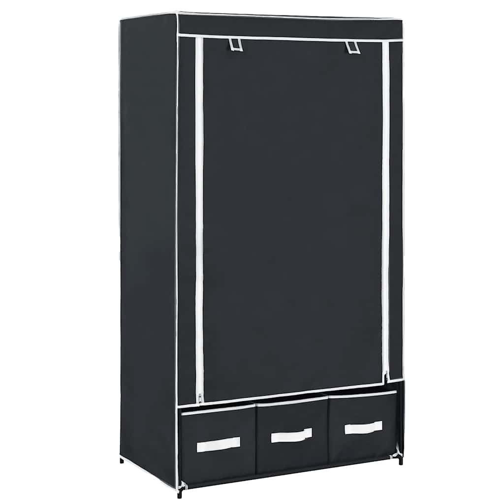 furnicato Kleiderschrank Tragbarer 87 x 49 x 159 cm Schwarz (1-St) Faltbarer Garderobenschrank mit 3 Schubladen für dein Schlafzimmer