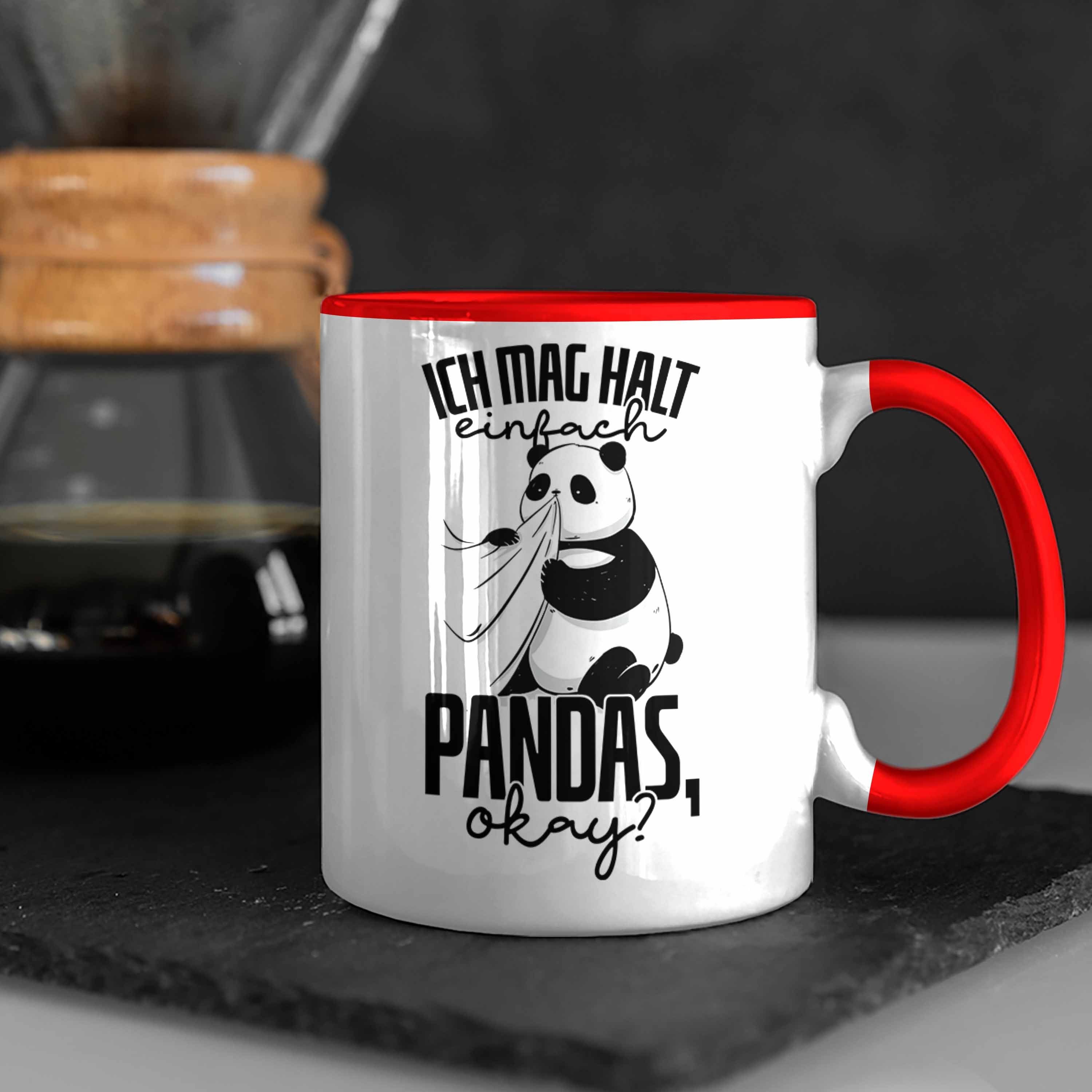 Trendation Tasse Lustige Panda Tasse Geschenkidee Rot Panda-Motiv Geschenk Tierliebhaber Pa