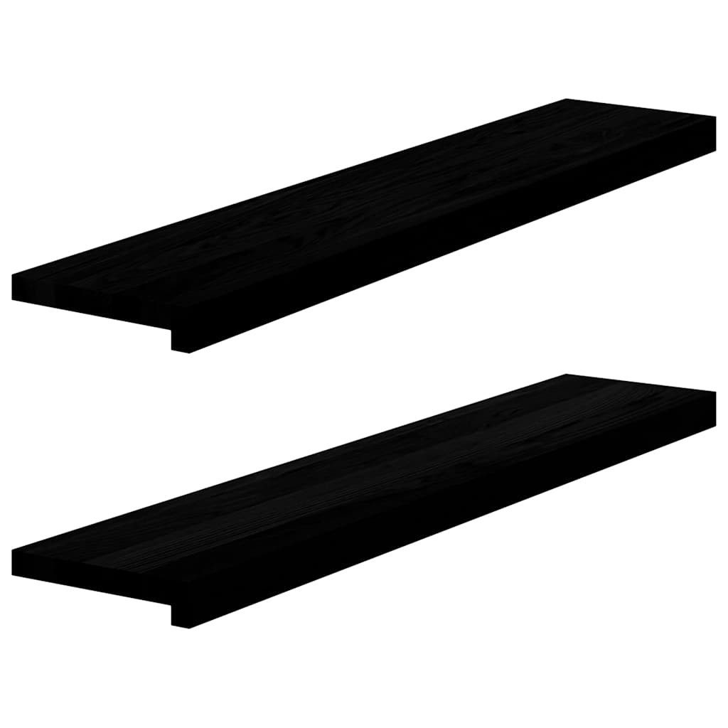 vidaXL Fensterbank Fensterbänke 2 Stk Dunkelbraun 100x20x2 cm Massivholz Eiche