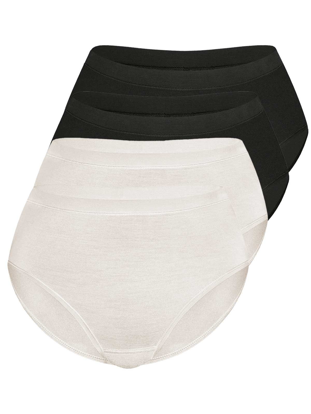 Sassa Hüftslip 4er Sparpack Slip Midi LOVELY SKIN (Spar-Set, 4-St) Zwickel 2xblack 2xivory