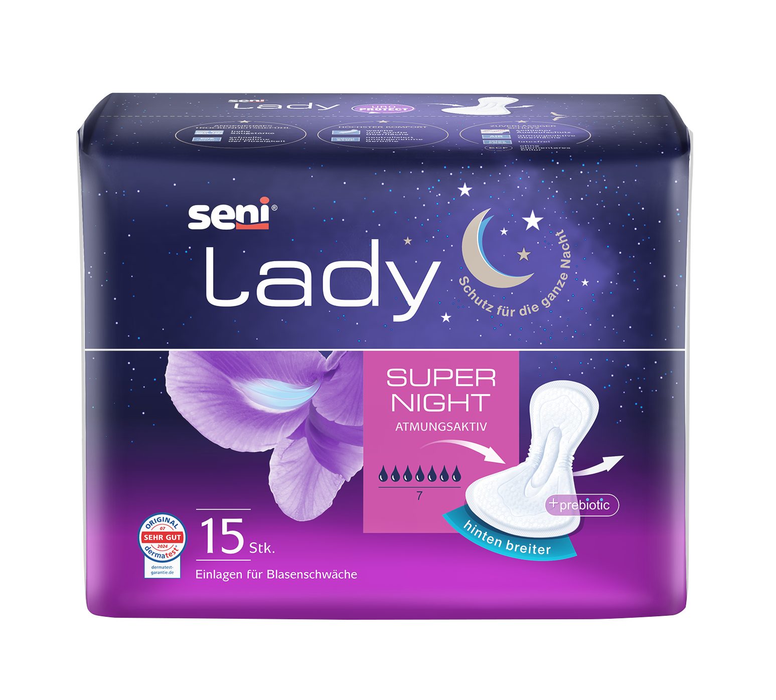seni Inkontinenz-Einlage Seni Lady Super Night 12x15 Stück, 7 von 7 Tropfen, Night Gr.
