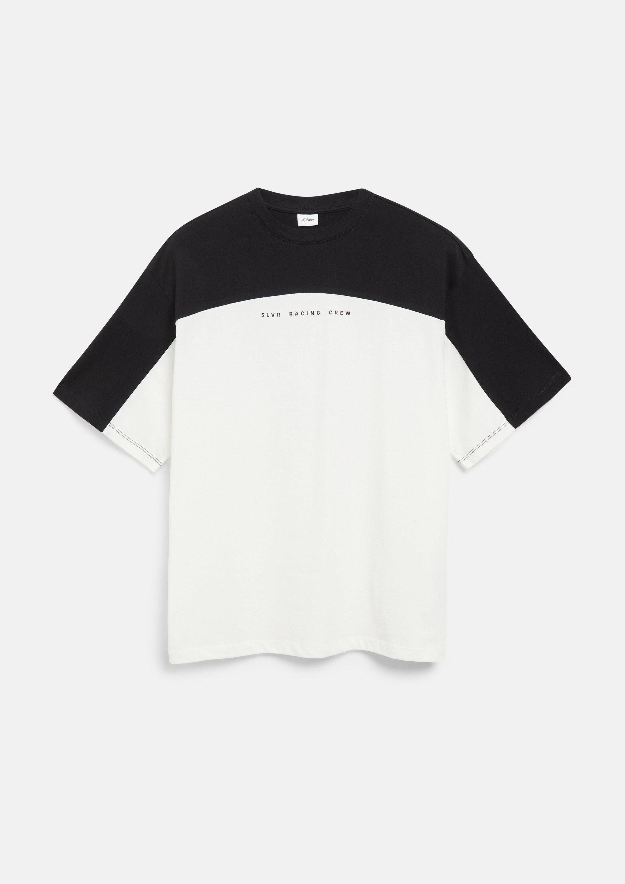 s.Oliver Kurzarmshirt T-Shirt Oversize T-Shirt mit Colour Blocking und Print