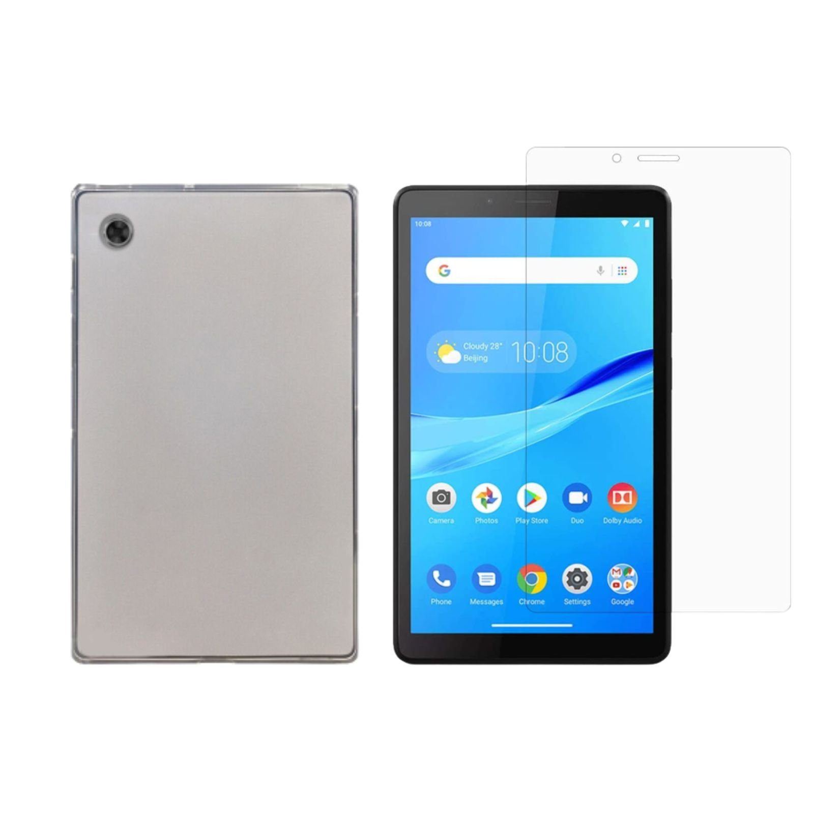 Lobwerk Tablet-Hülle 2in1 Set (Hülle + Glas) für Lenovo Tab M7 TB-7305F TB-7306F 7 Zoll, Sturzdämpfung, Flexibel, Waschbar