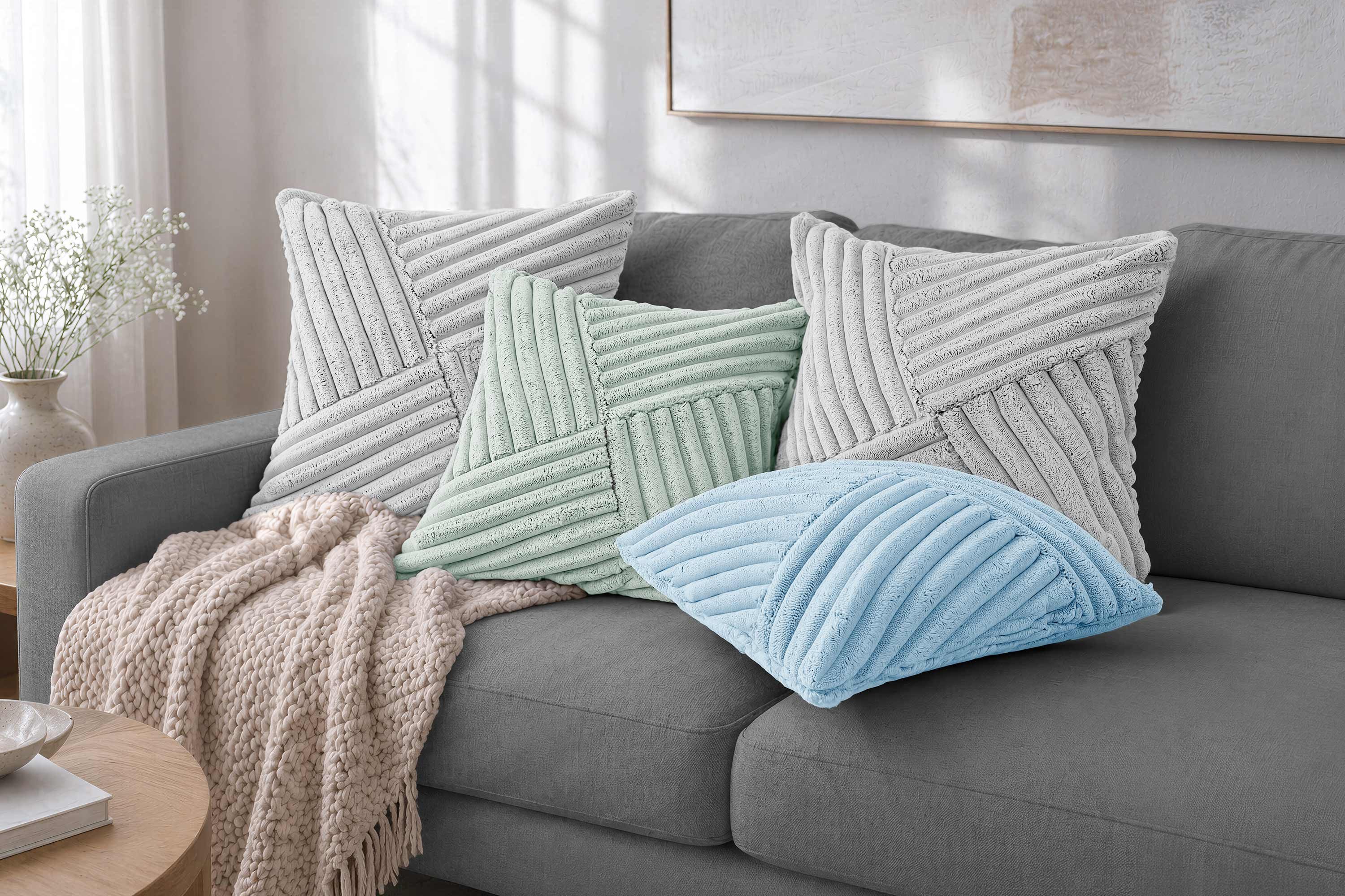 Amilian Kissenbezüge 4er Set Kissenhüllen dekorativ weich für Sofa & Couch, Kissenbezug für Dekokissen Zierkissen Kissen