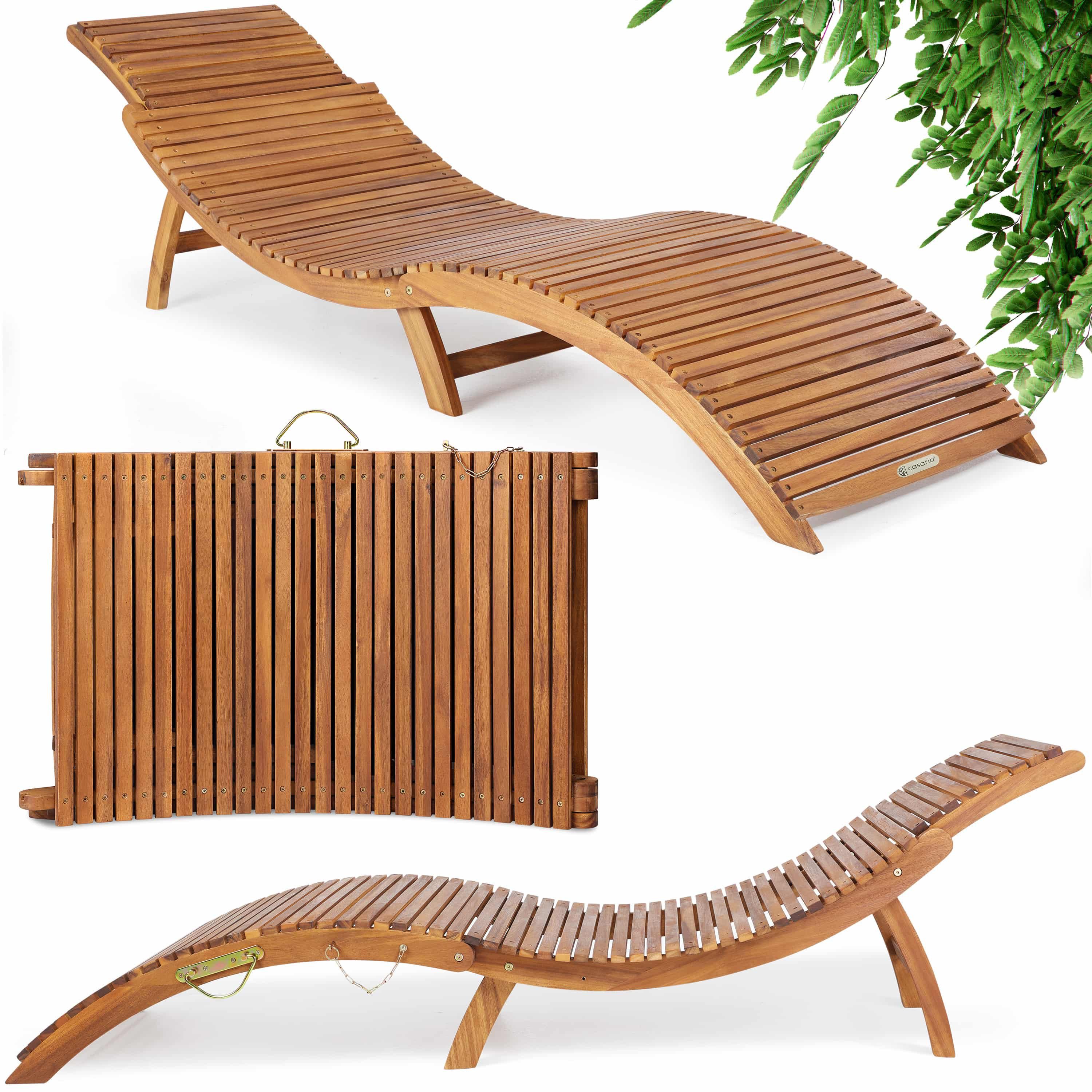 Casaria Gartenliege Braun, Holz Gartenliege FSC®-zertifiziert 320kg Belastbar Garten Akazie