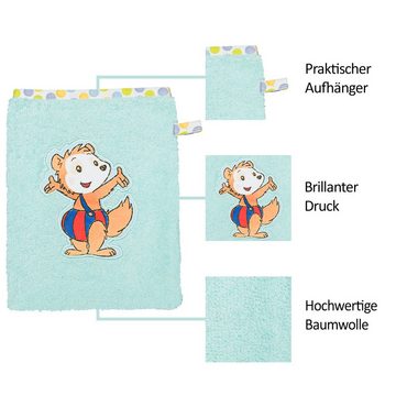 Smithy Handtuch Set 3-tlg. mit Bobo Siebenschläfer, Frottee, (Spar-Set, 3-tlg), Set aus Kapuzenhandtuch, Waschlappen und Lätzchen
