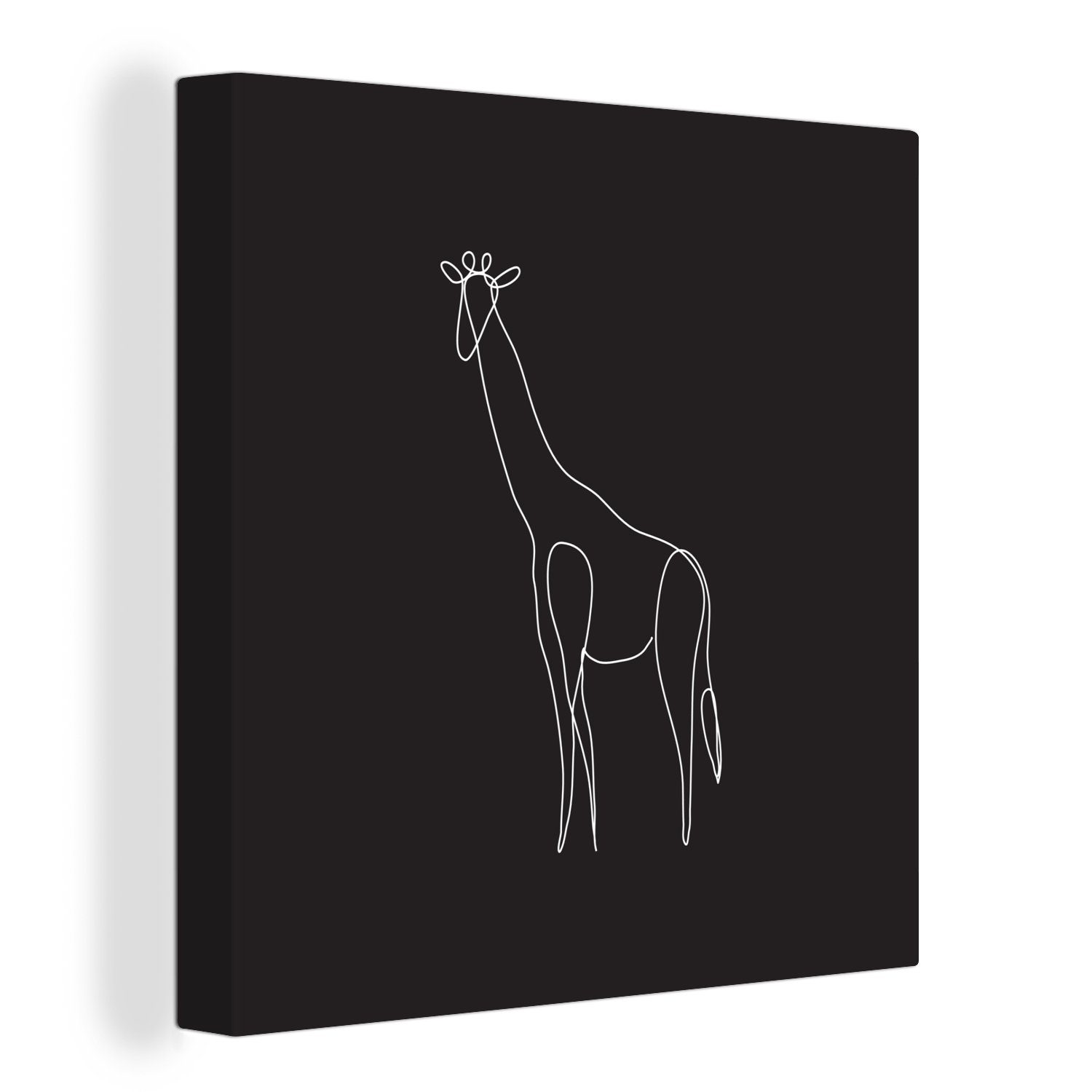 OneMillionCanvasses® Leinwandbild Giraffe - Schwarz - Weiß - Tiere, (1 St), Leinwand Bilder für Wohnzimmer Schlafzimmer