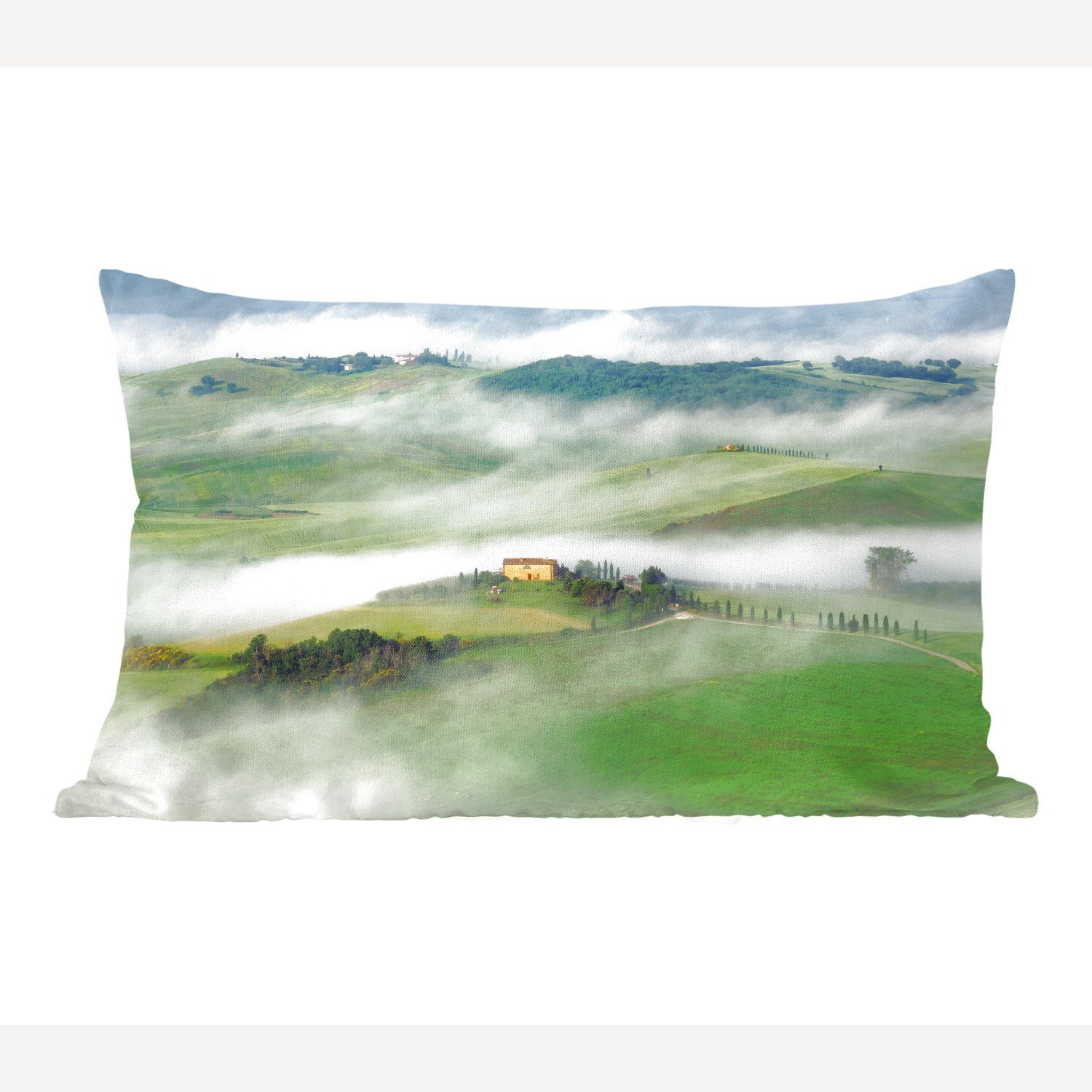 MuchoWow Dekokissen - Berg Landschaft Dekoration, Füllung, mit - Schlafzimmer Toskana, Zierkissen, Wohzimmer Nebel Dekokissen 