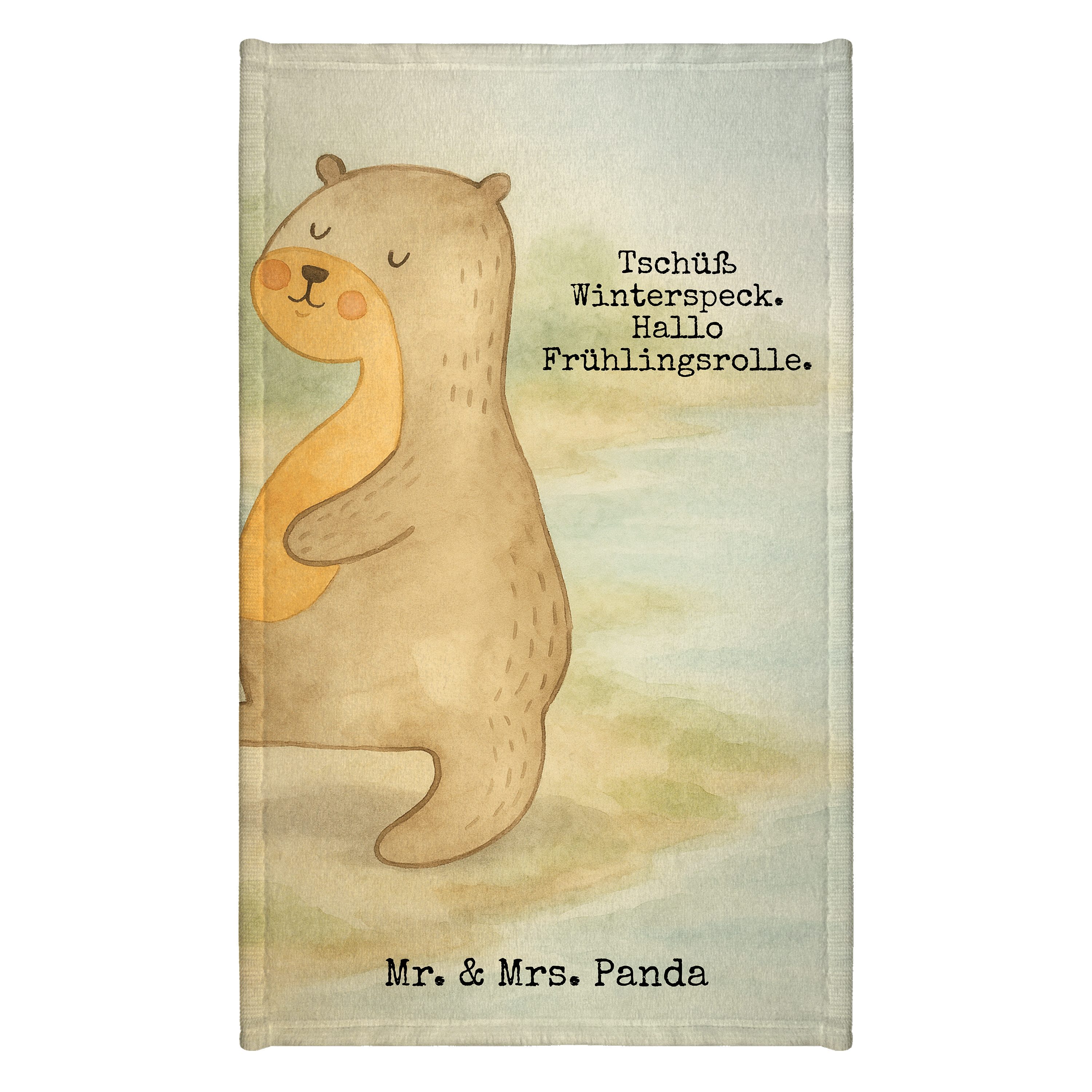 Mr. & Mrs. Panda Handtuch Otter Bauch Design, Handtuch, Weiß, Sportmuffel, Baumwollhandtuch, Ha, Kunstfaser (Packung), Gästehandtuch Saugfähig Winterspeck Baumwollhandtuch