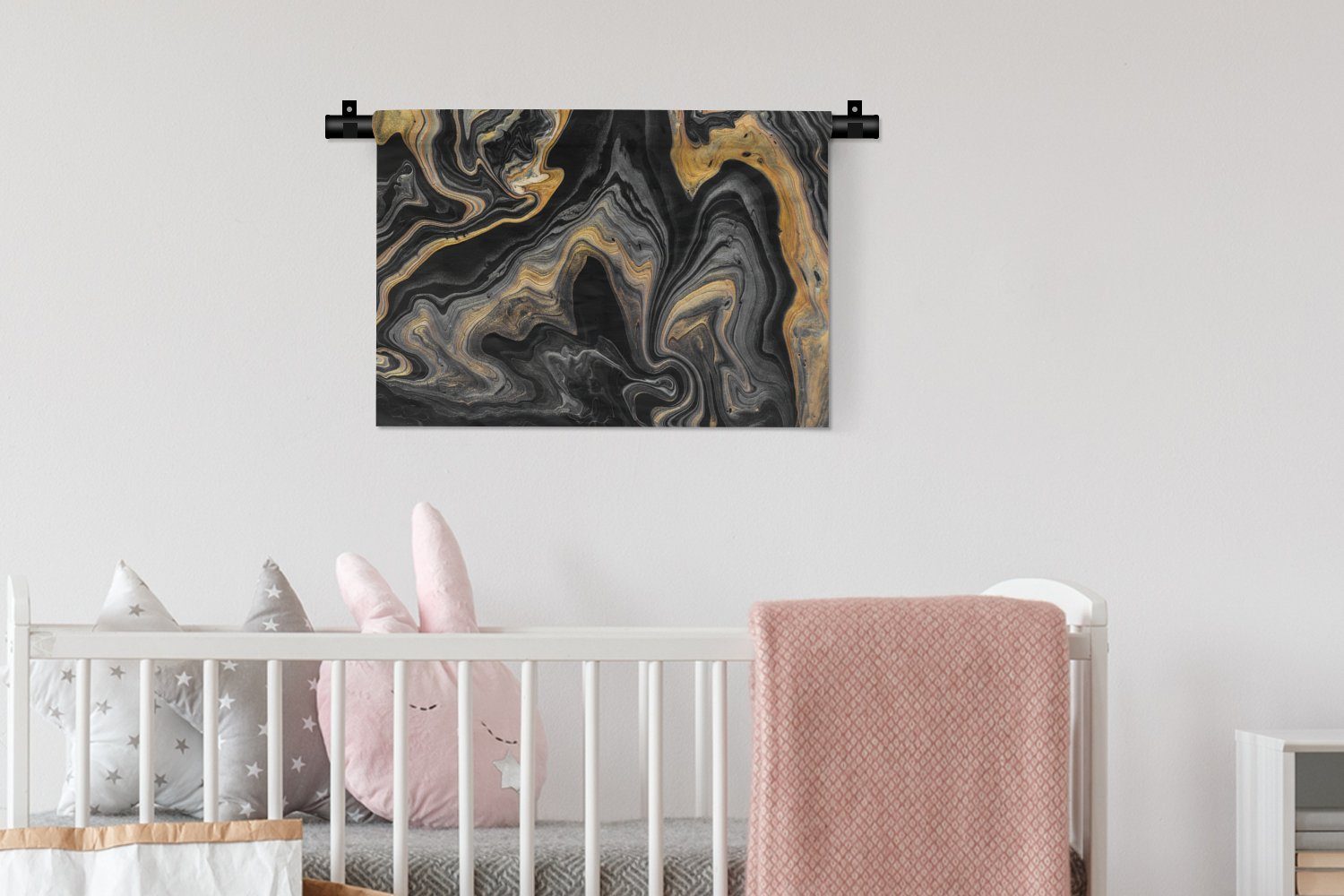 MuchoWow Wanddekoobjekt Marmor - Acryl - Wohnzimmer, Abstrakt, für Wanddeko Kleid, - - Wandbehang, Schlafzimmer, Luxus Kinderzimmer Gold