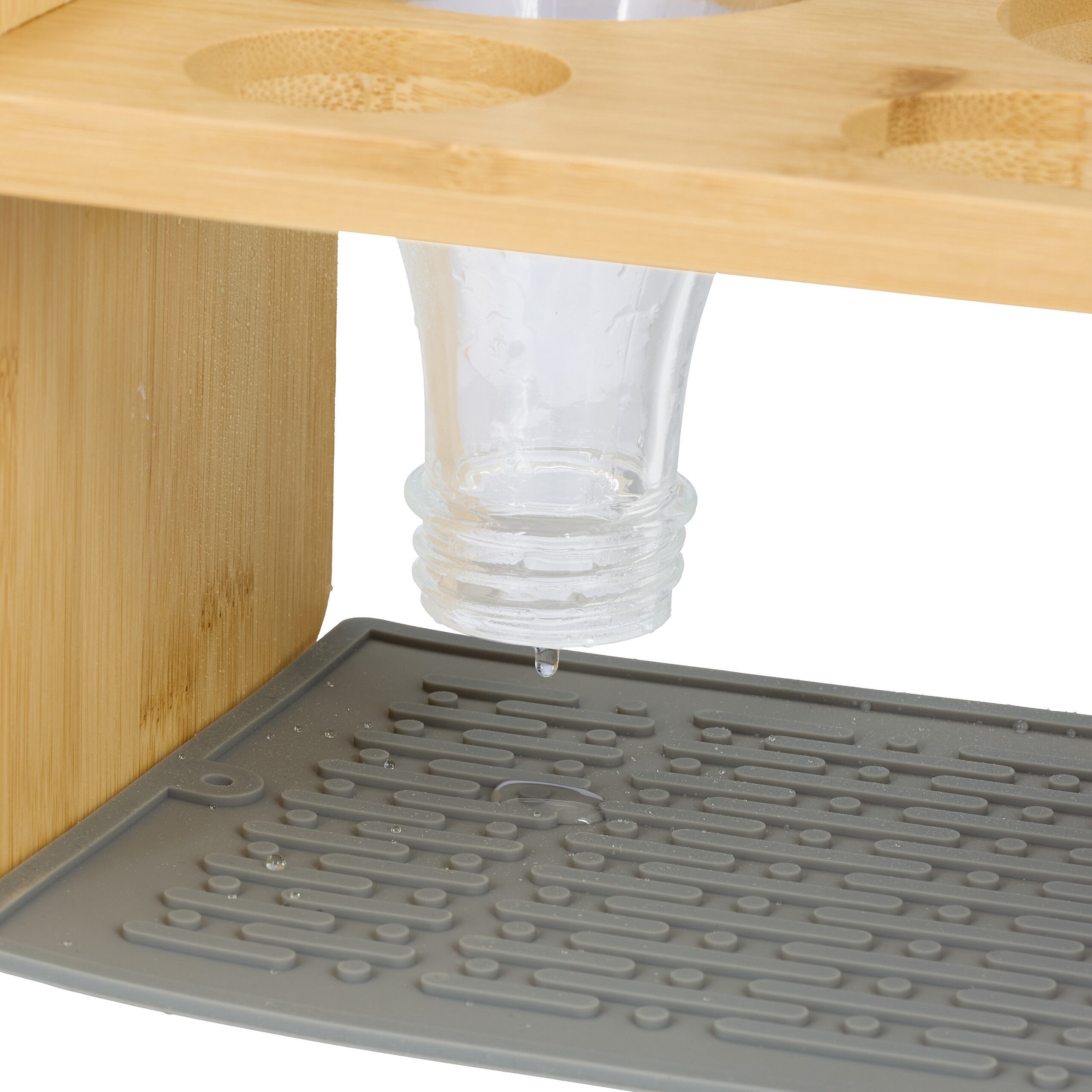 relaxdays Geschirrständer 4er Flaschenhalter aus Bambus, Zubehör für Flaschen für Wassersprudler – Bild 5 von 5