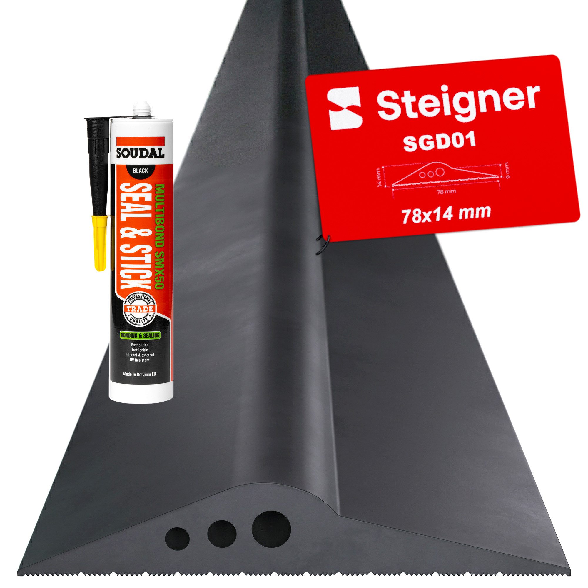 STEIGNER Türdichtband Garagentor Bodenabdichtung 1,5m aus EPDM 14mm x 78mm günstig online kaufen