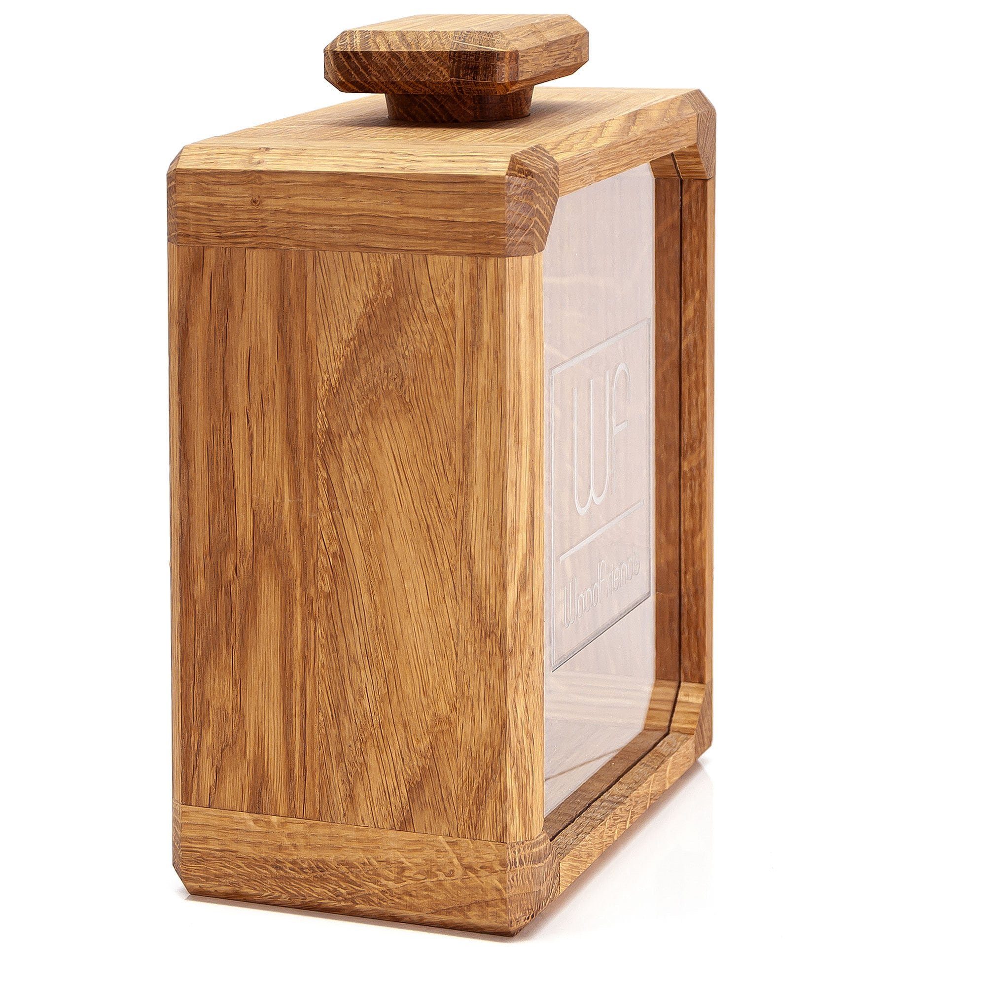 WoodFriends Weinkorkenbox Flasche Sammler aus f. Kork, Sammleretui Eichenholz Geschenk Weinliebhaber Aus Eiche