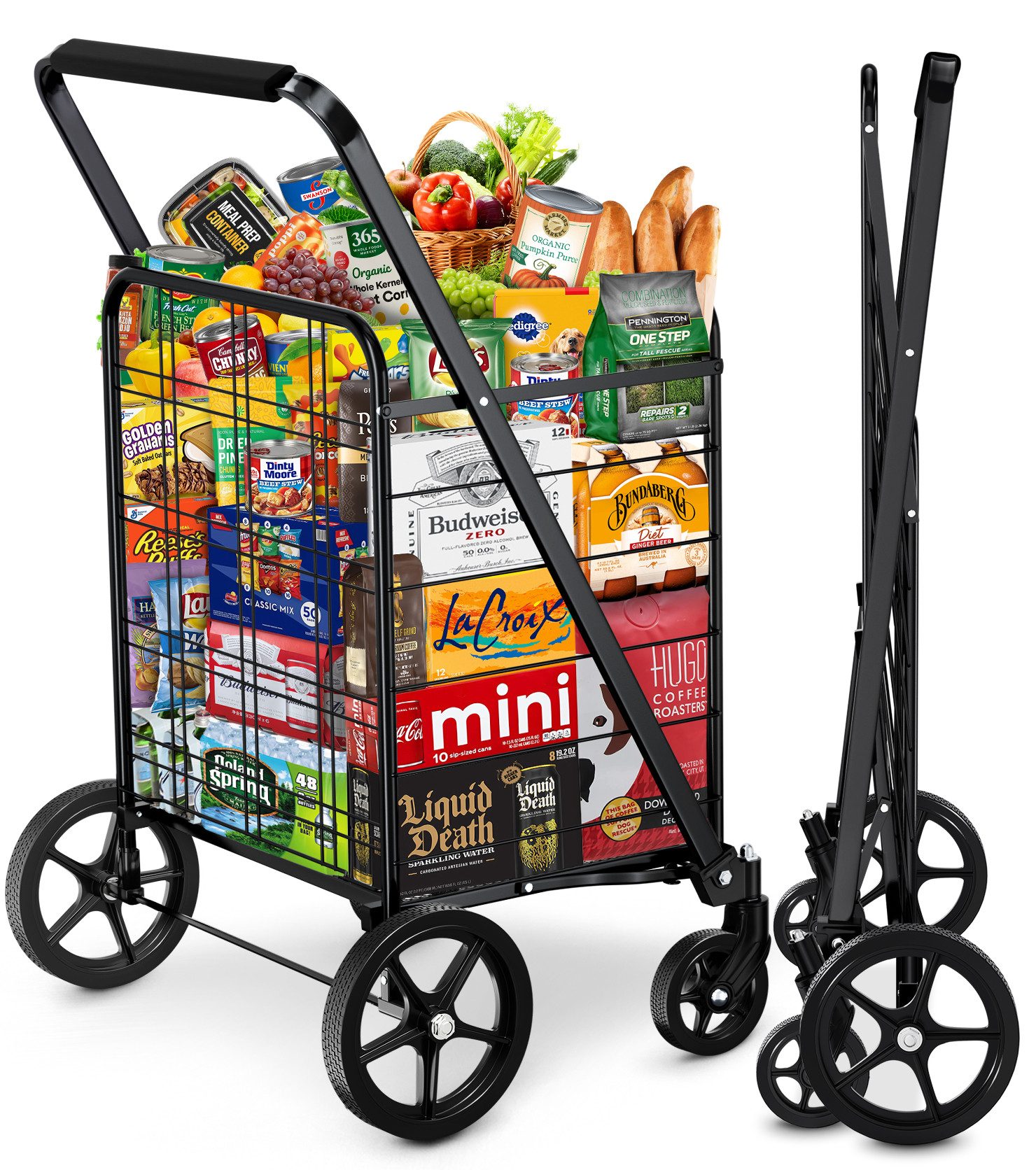 POPOLIC Einkaufstrolley Einkaufswagen, verbesserter, dichter Gitterboden, günstig online kaufen