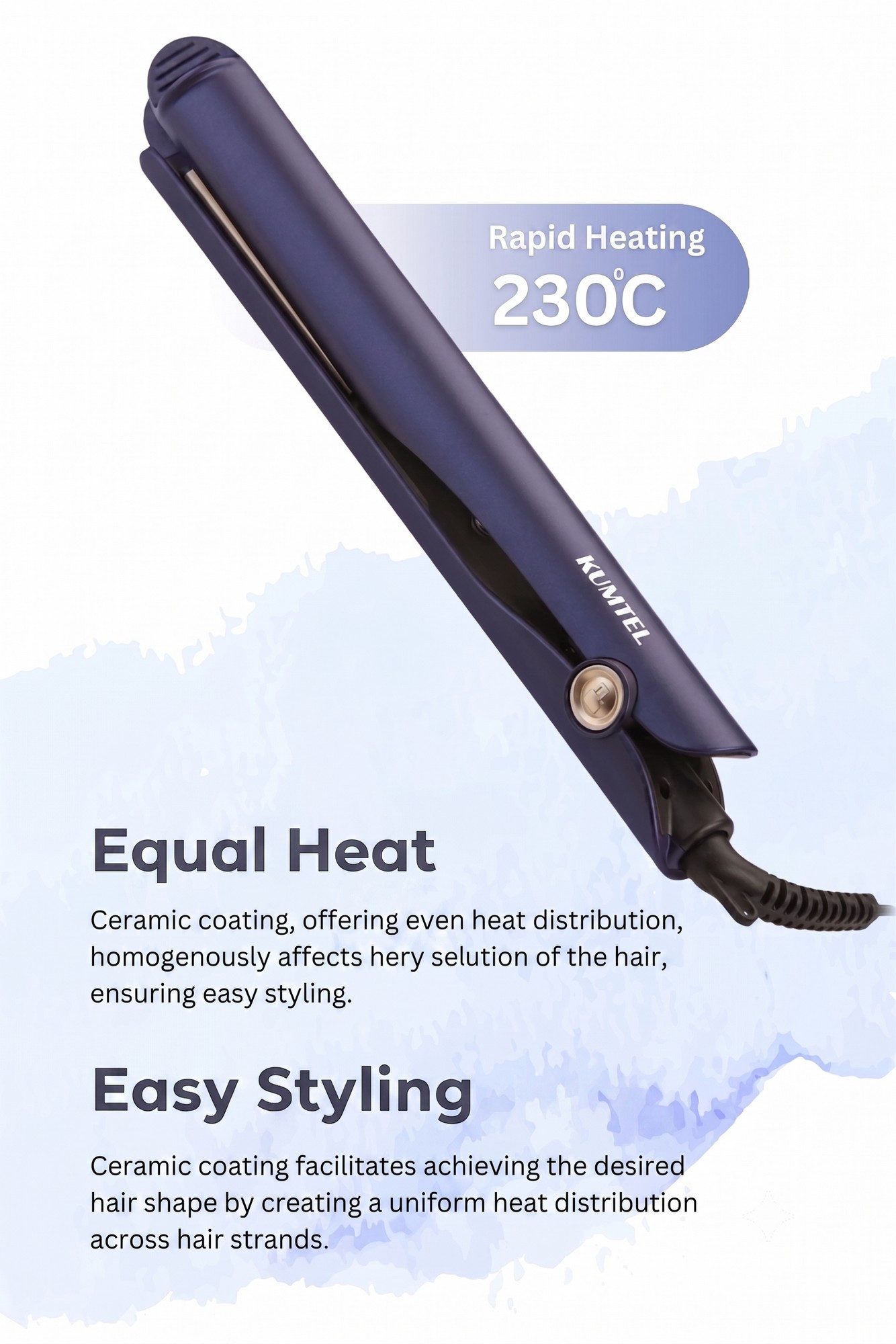 Opviq Glätteisen HTHS-02 Keramik, 1-teilig, PTC-Keramiktechnologie, navyblau