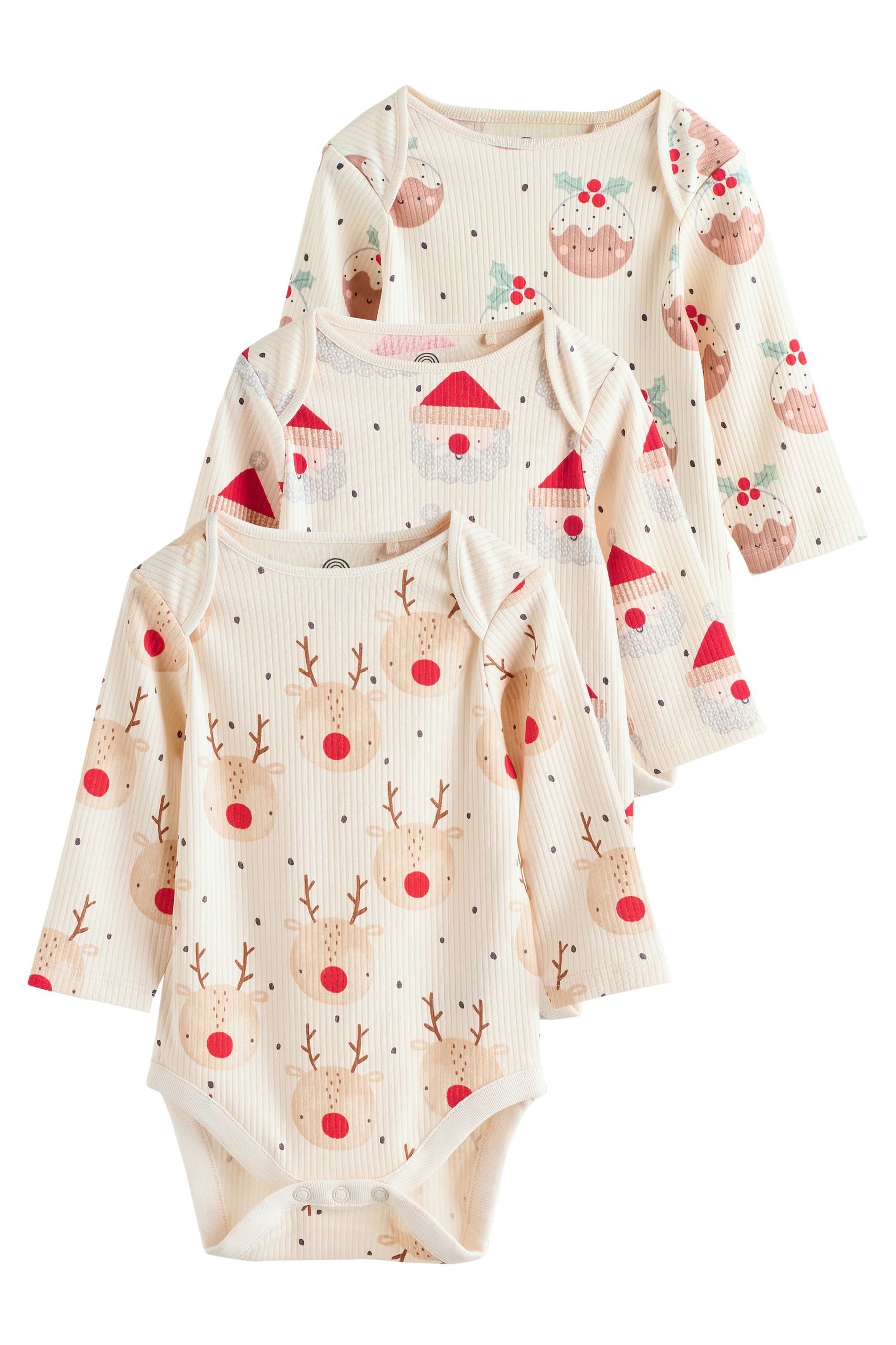 Next Ползунки Baby Bodysuits mit Weihnachtsmotiv, 3er Pack (3-tlg)