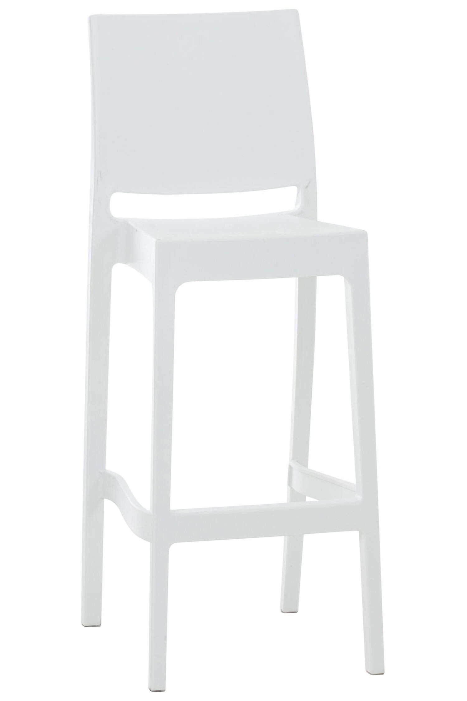 TPFLiving Barhocker Maya (mit angenehmer Fußstütze - Hocker für Theke & Küche), Gestell Kunststoff - Sitzfläche: Kunststoff Weiß