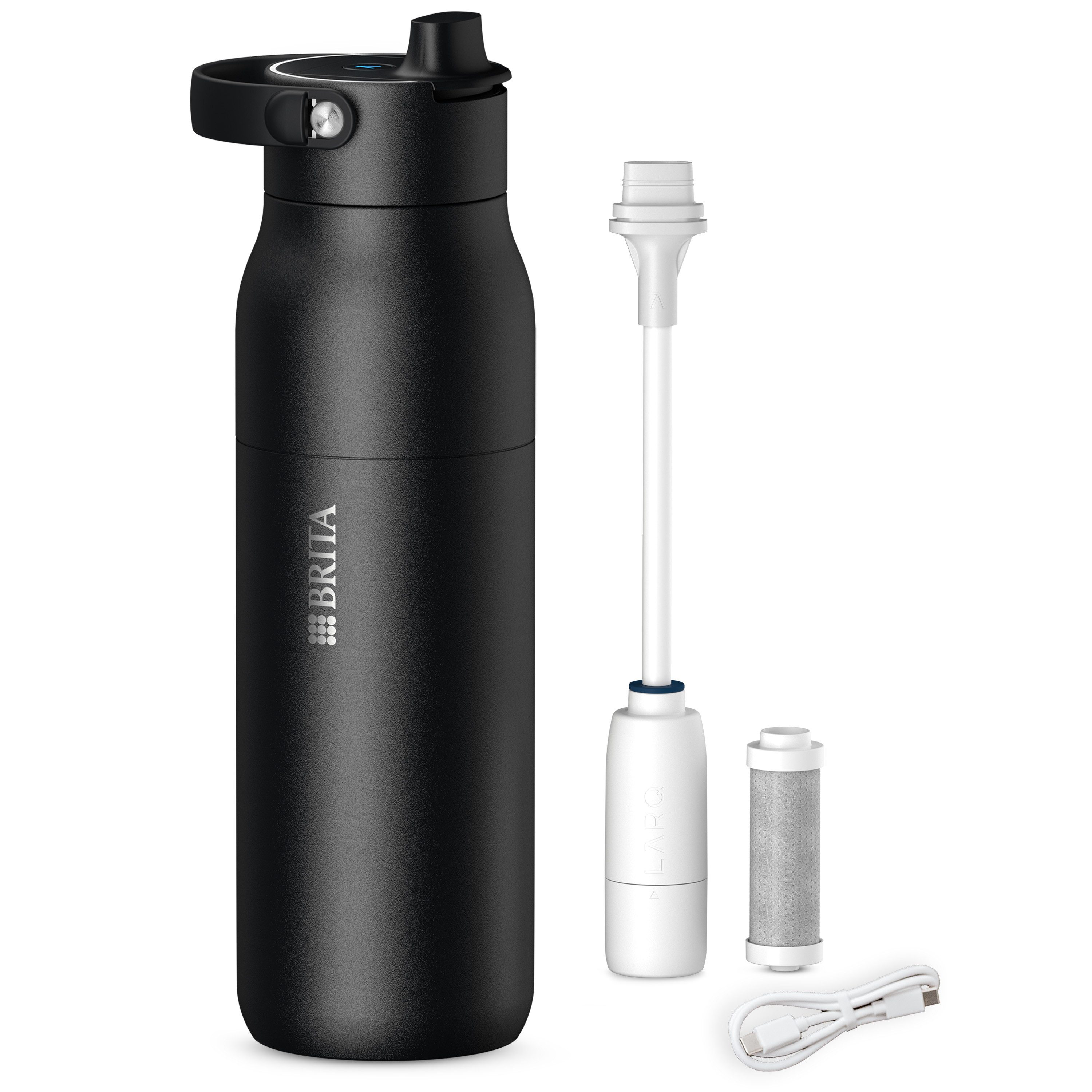 BRITA Trinkflasche BRITA LARQ iQ Digitale Filter Trinkflasche (1000 ml), inkl. Hydration Tracking (App), Aktivkohle Wasserfilter & UV-C