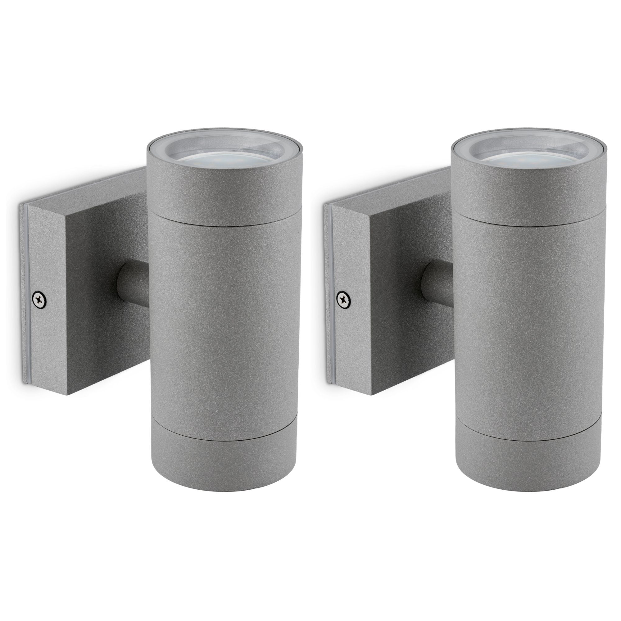 SSC-LUXon LED Außen-Wandleuchte Monto LED Aufbau Wandlampe Up & Down in grau IP54 mit 2 GU10, Neutralweiß