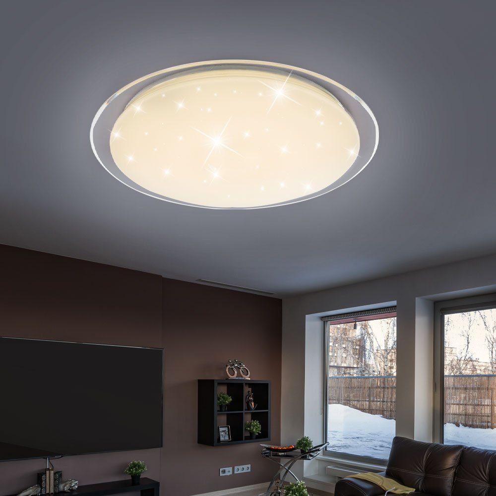 Deckenleuchte, Kaltweiß, Sternen Fernbedienung Himmel Neutralweiß, Warmweiß, Decken verbaut, Wohn LED Tageslichtweiß, LED fest LED-Leuchtmittel etc-shop Lampe Zimmer