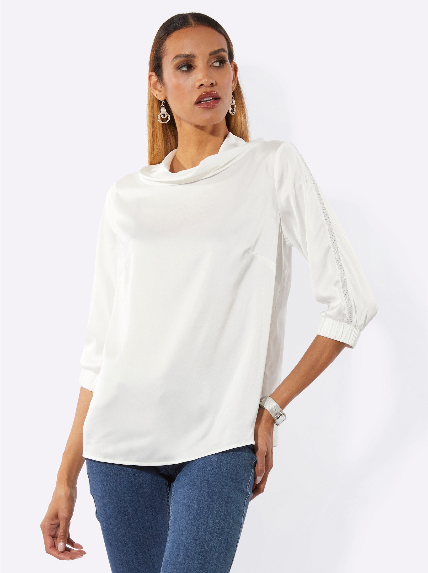 creation L Klassische Bluse Satin-Bluse 3/4-Arm